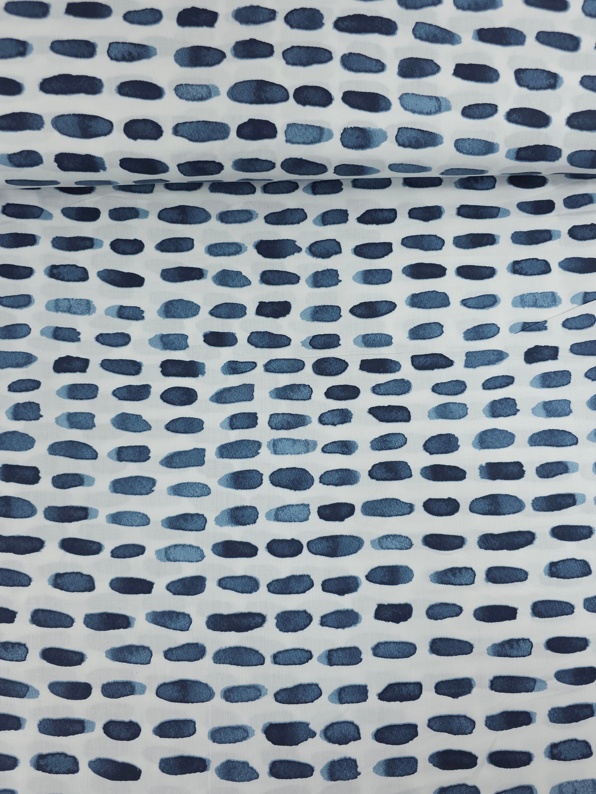 Petrol Blue Watercolour Paint Stroke 100% Cotton 98" *EXTRA WIDE*