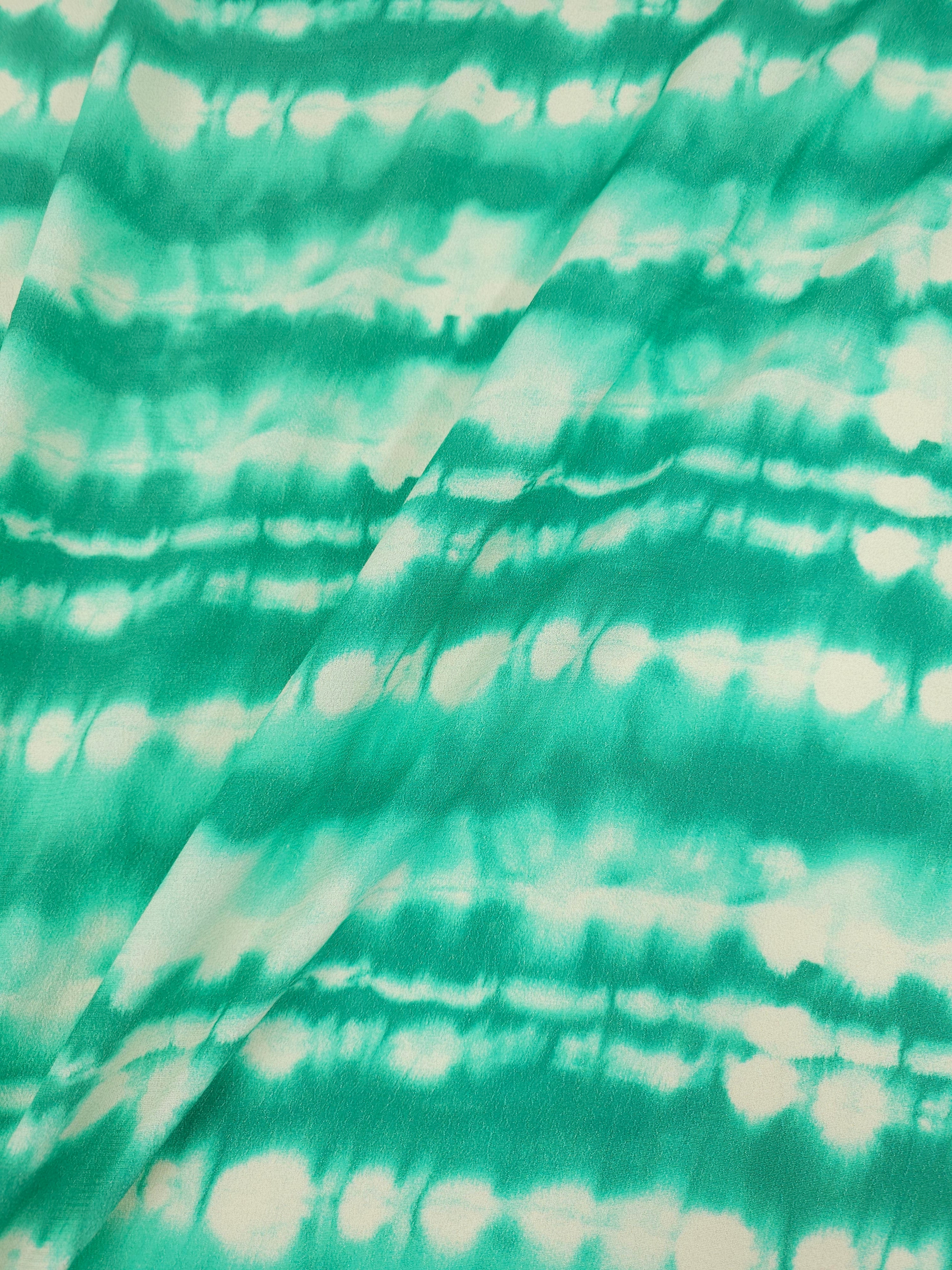 Minty Sage Abstract Blur Viscose Crepe