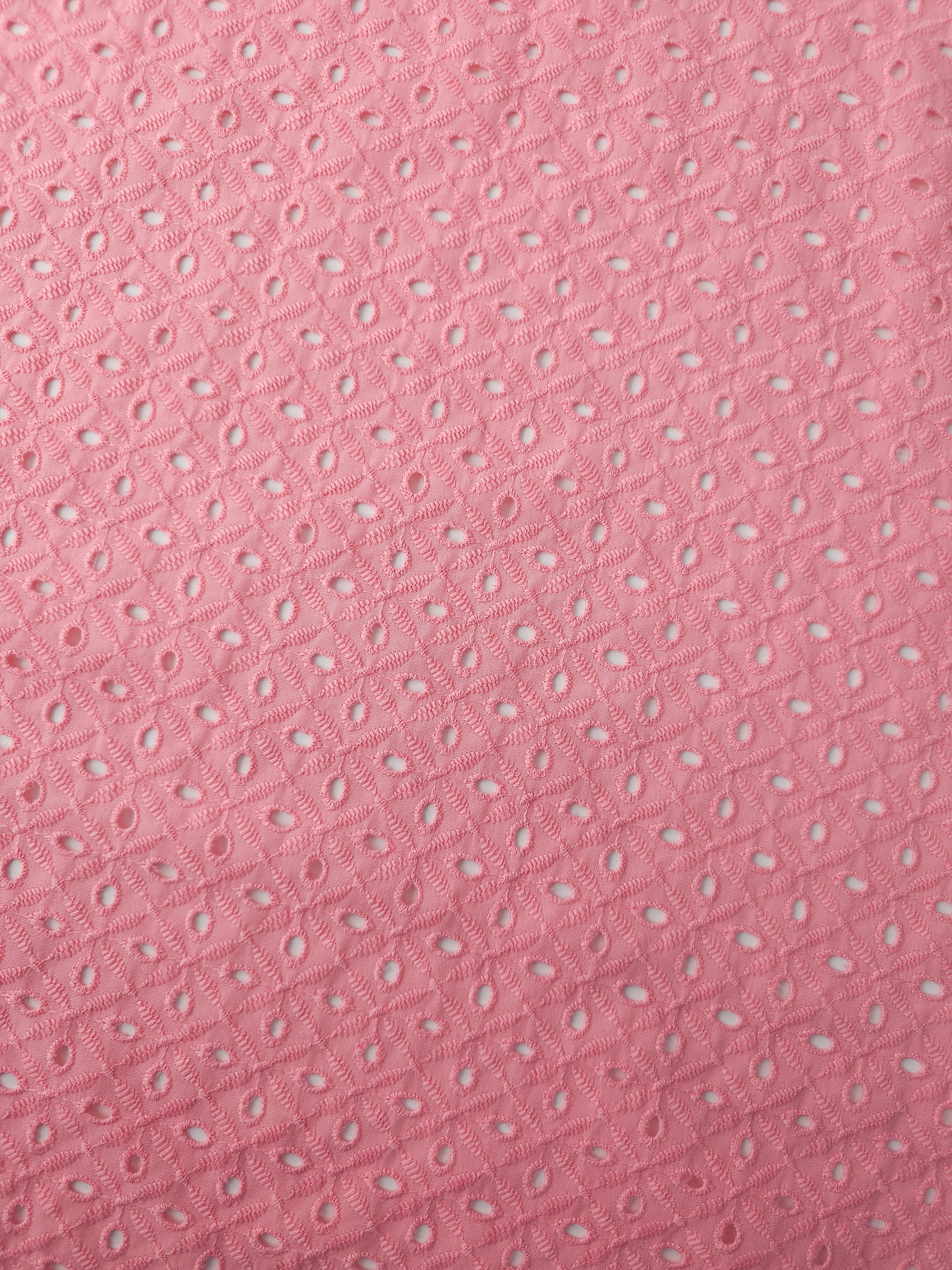 Candy Pink Diamond Petal Web Anglaise Cotton