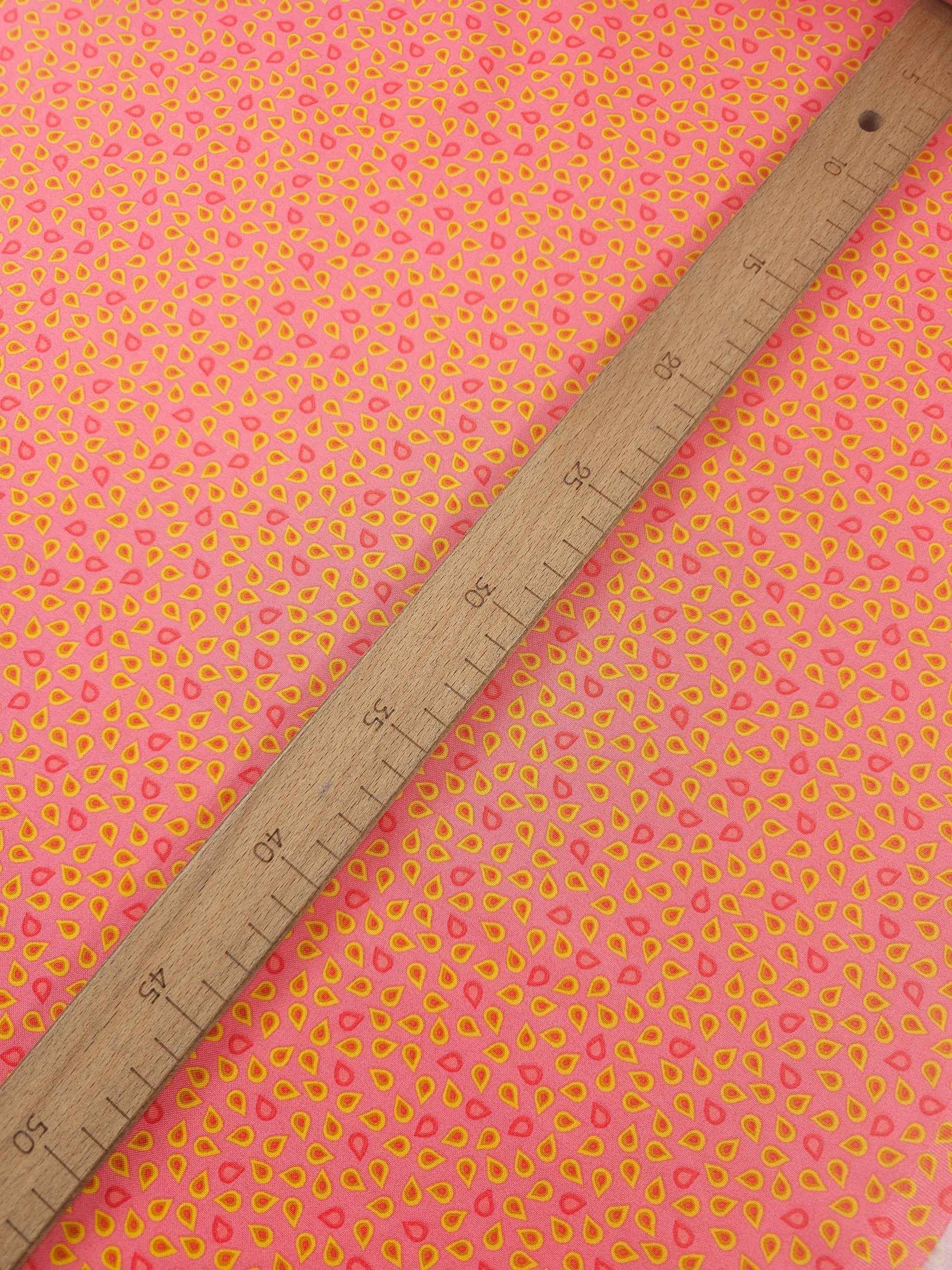 Coral/Marigold Abstract Droplet 100% Cotton - Benartex