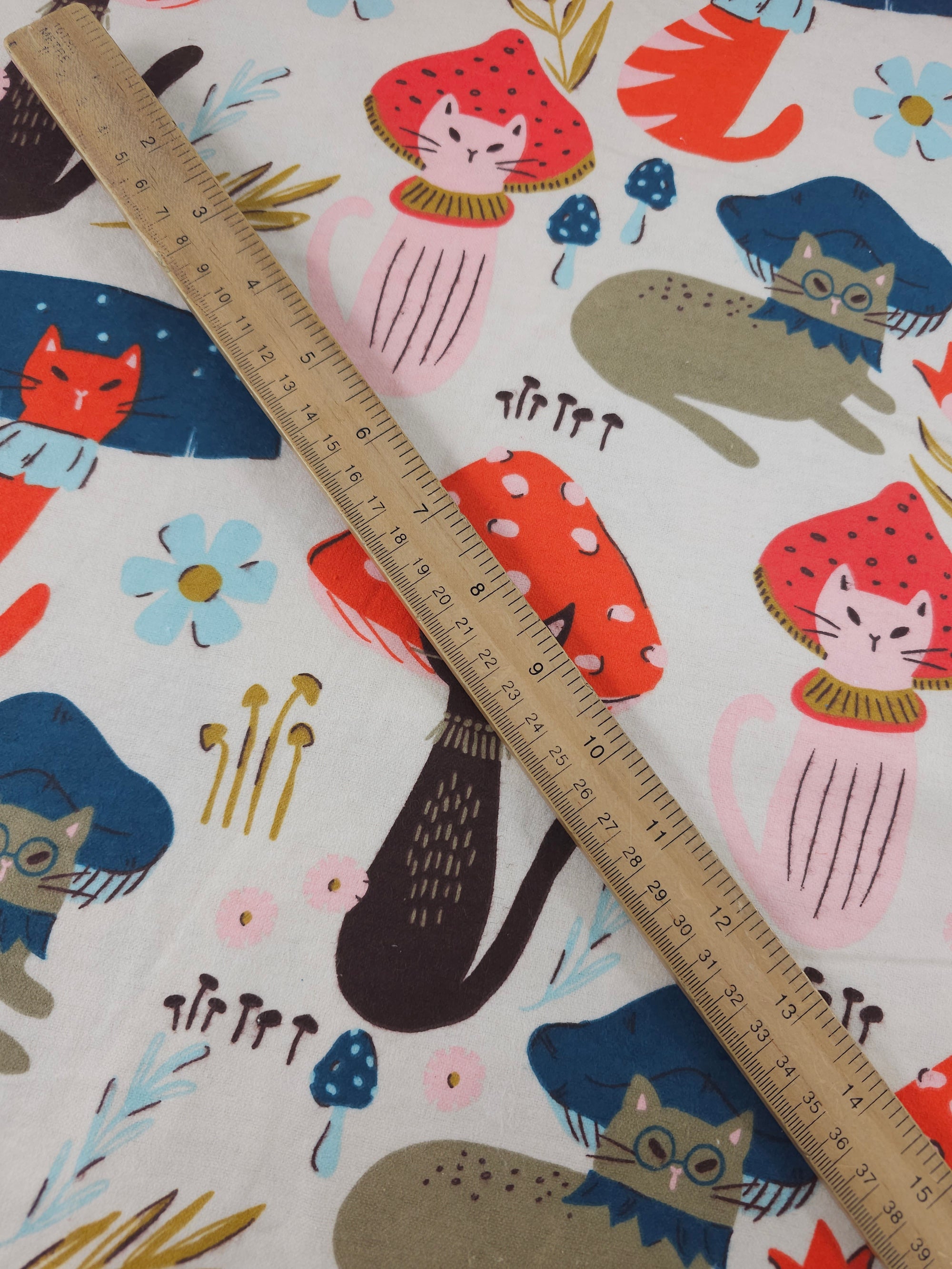 Funky Cat Mushroom Lightweight Flannel Cotton