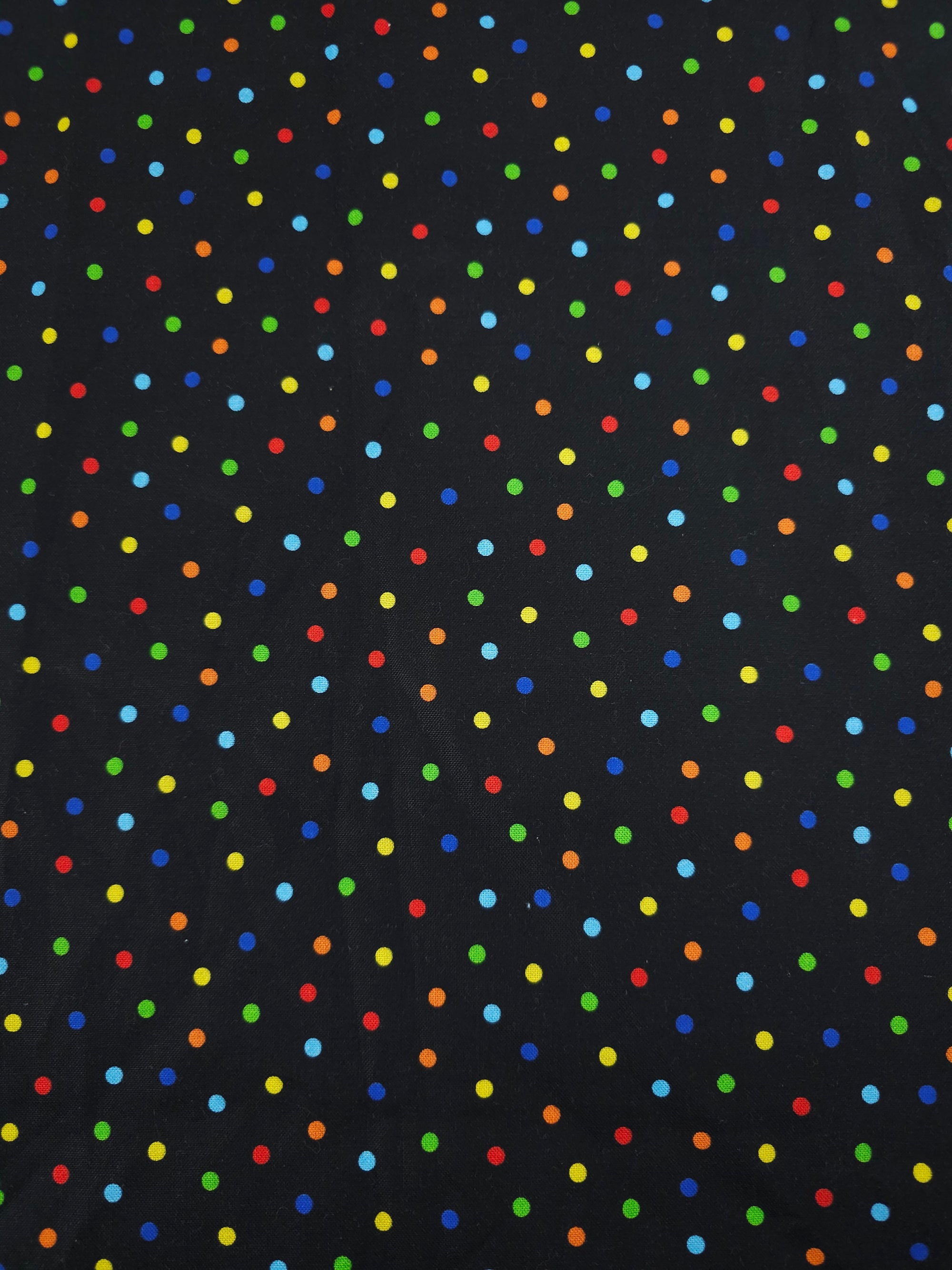 Black Multicolour Mini Polka Dot 100% Cotton
