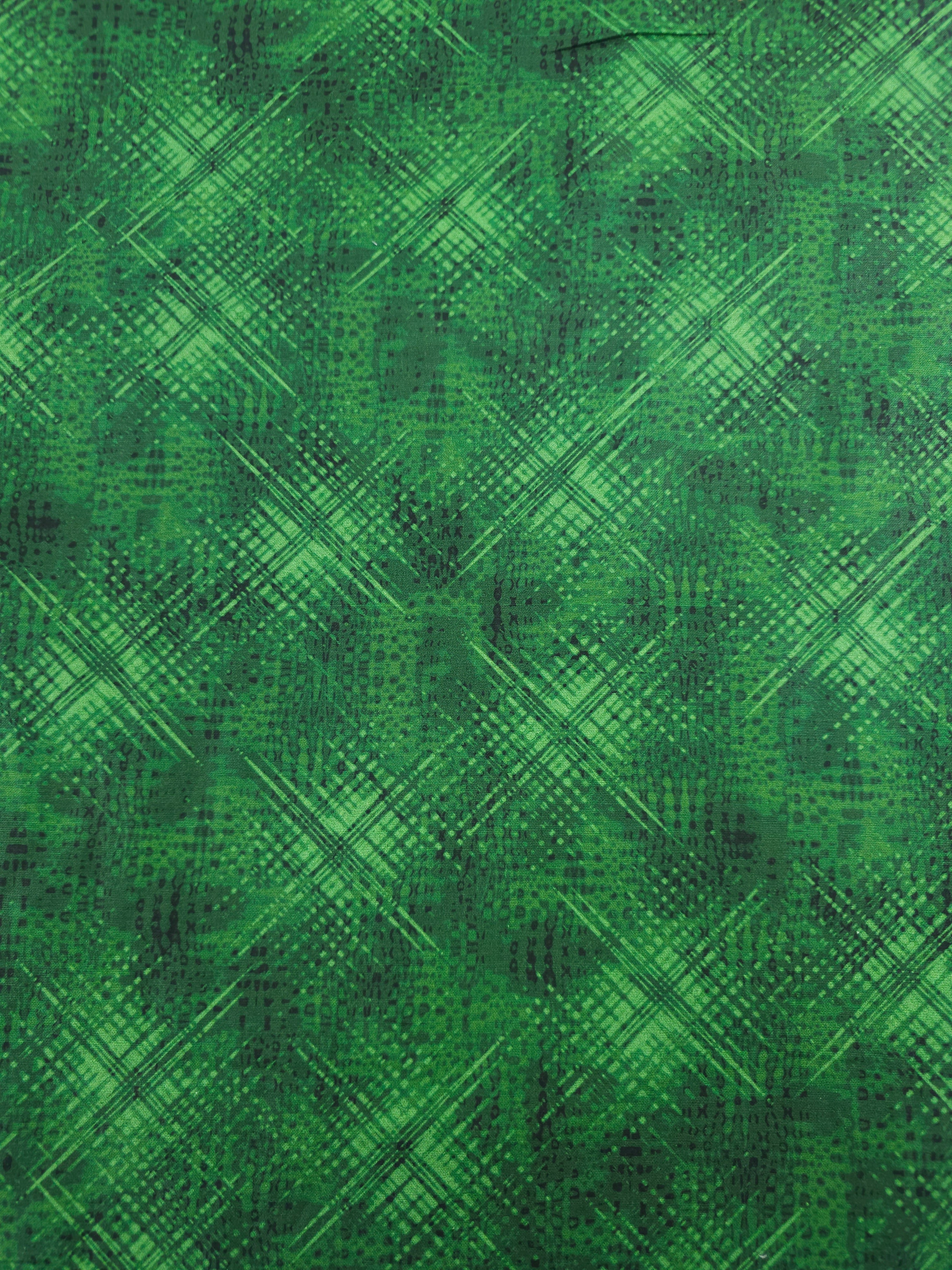 Green Criss Cross Hatchings 100% Cotton 106" *EXTRA WIDE*