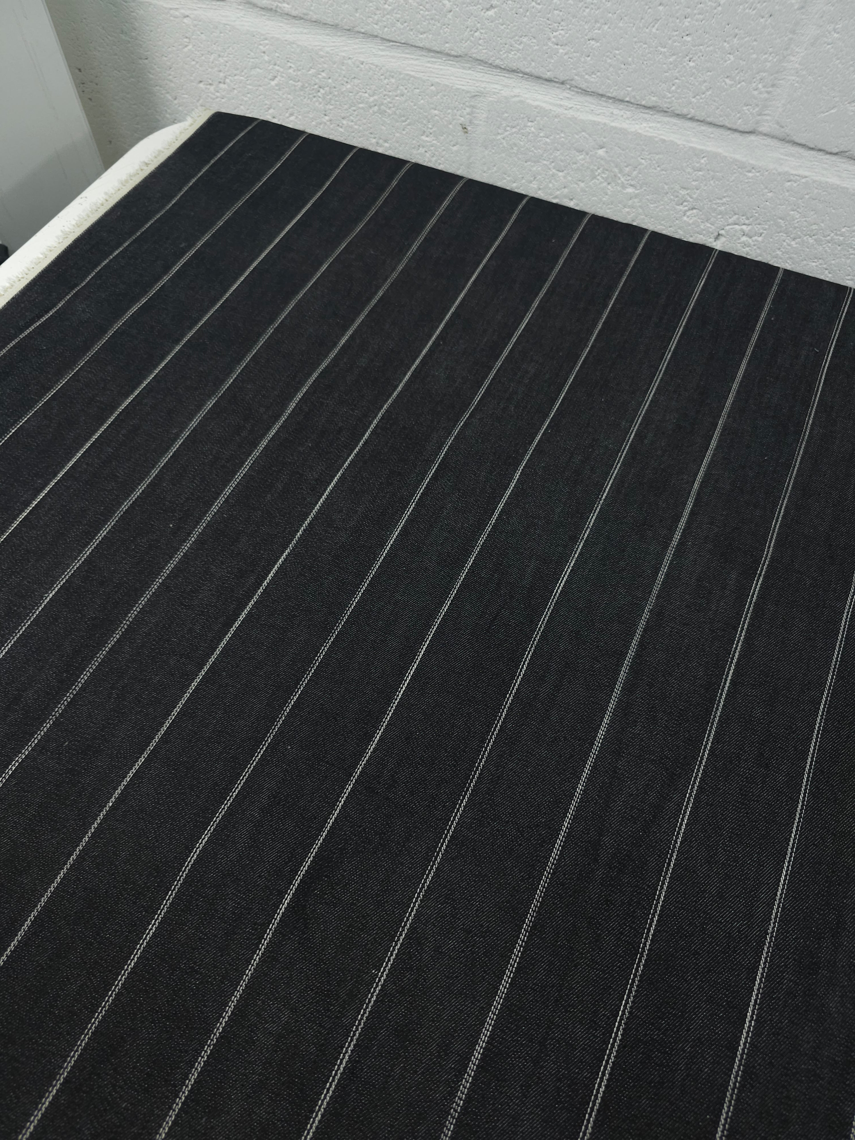 Charcoal Black Block Stripe Denim