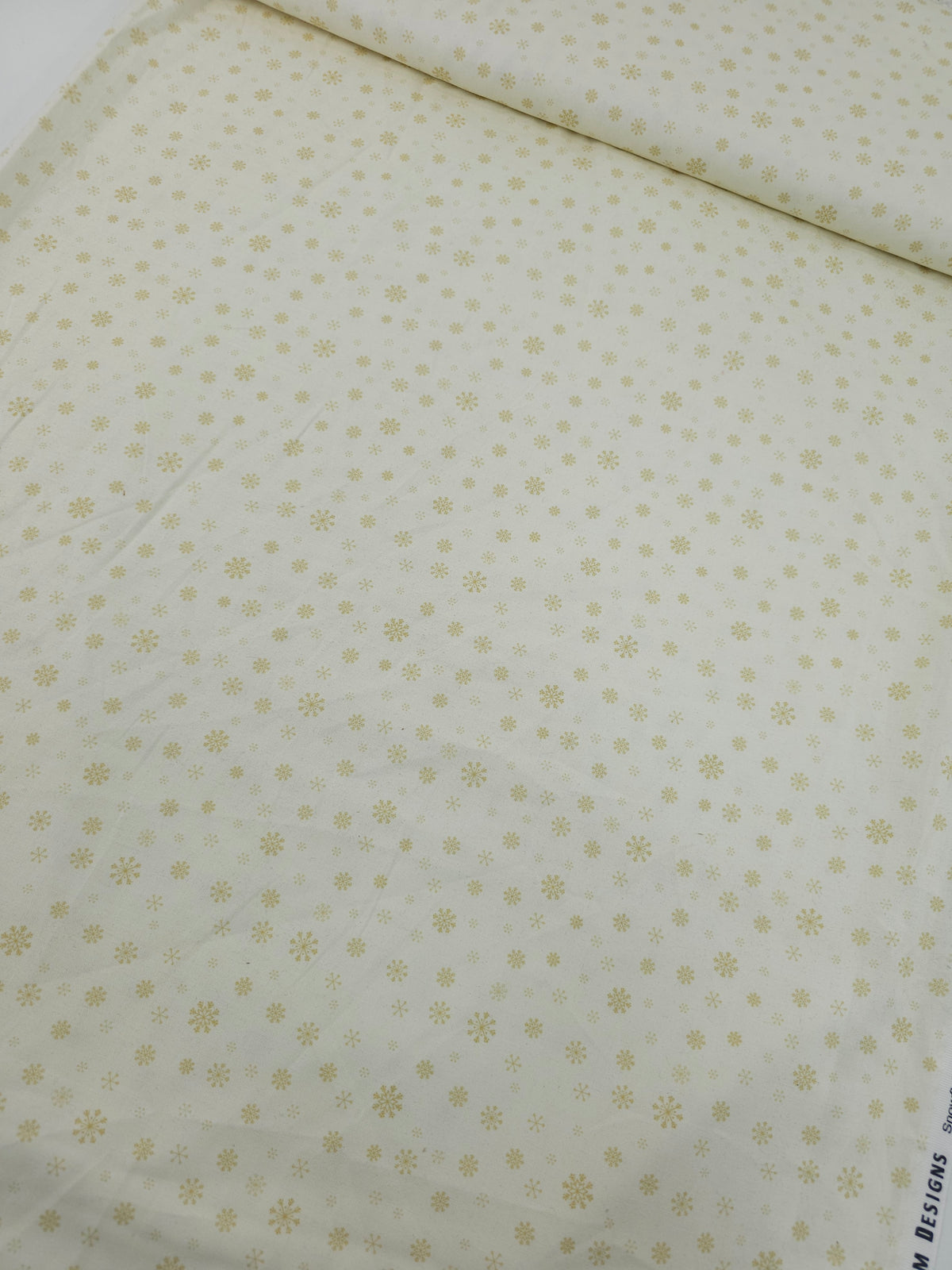 Warm Cream Falling Snowflakes 100% Cotton