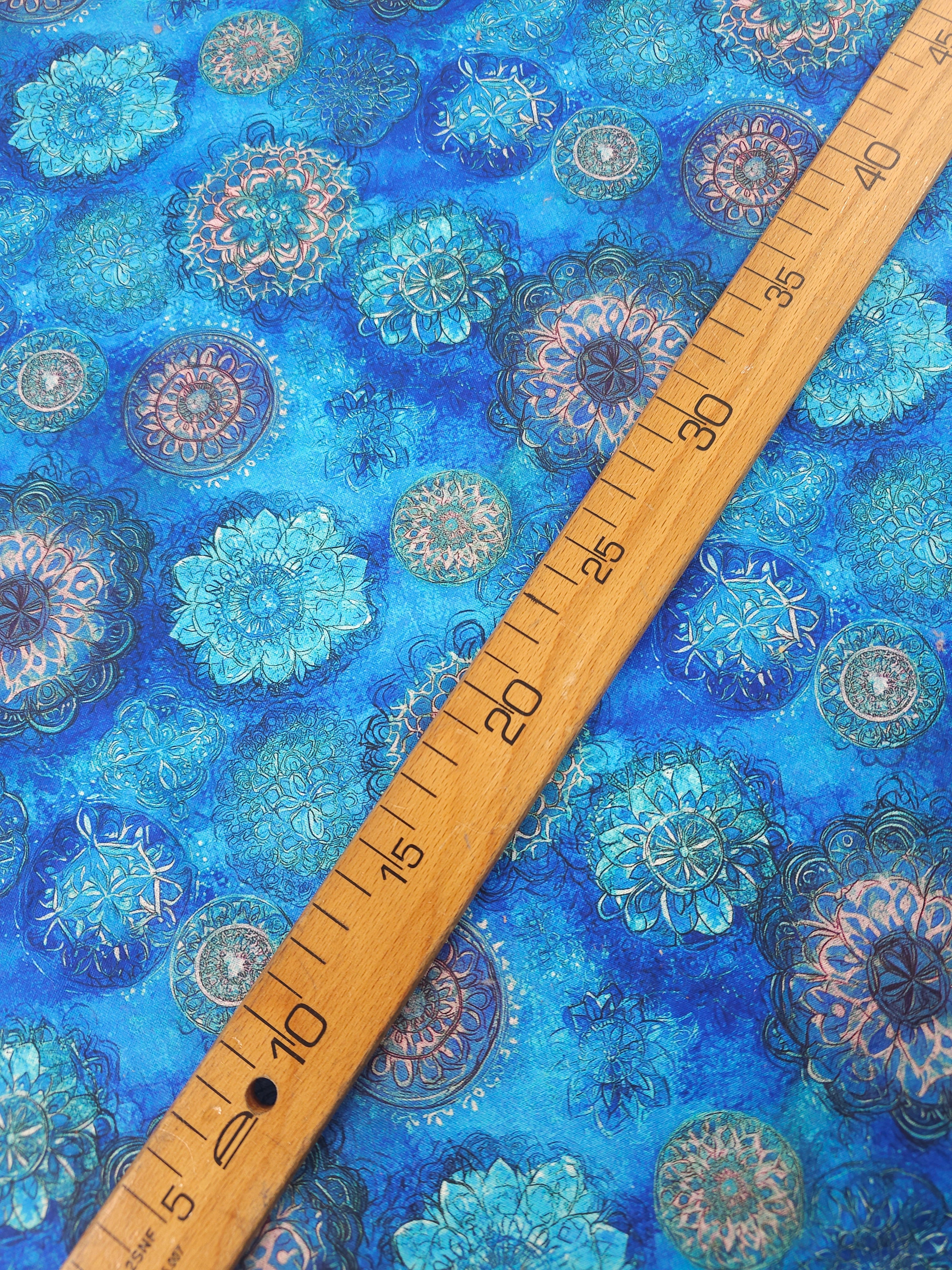 Blue Spiral Medallion 100% Cotton 110” *EXTRA WIDE*
