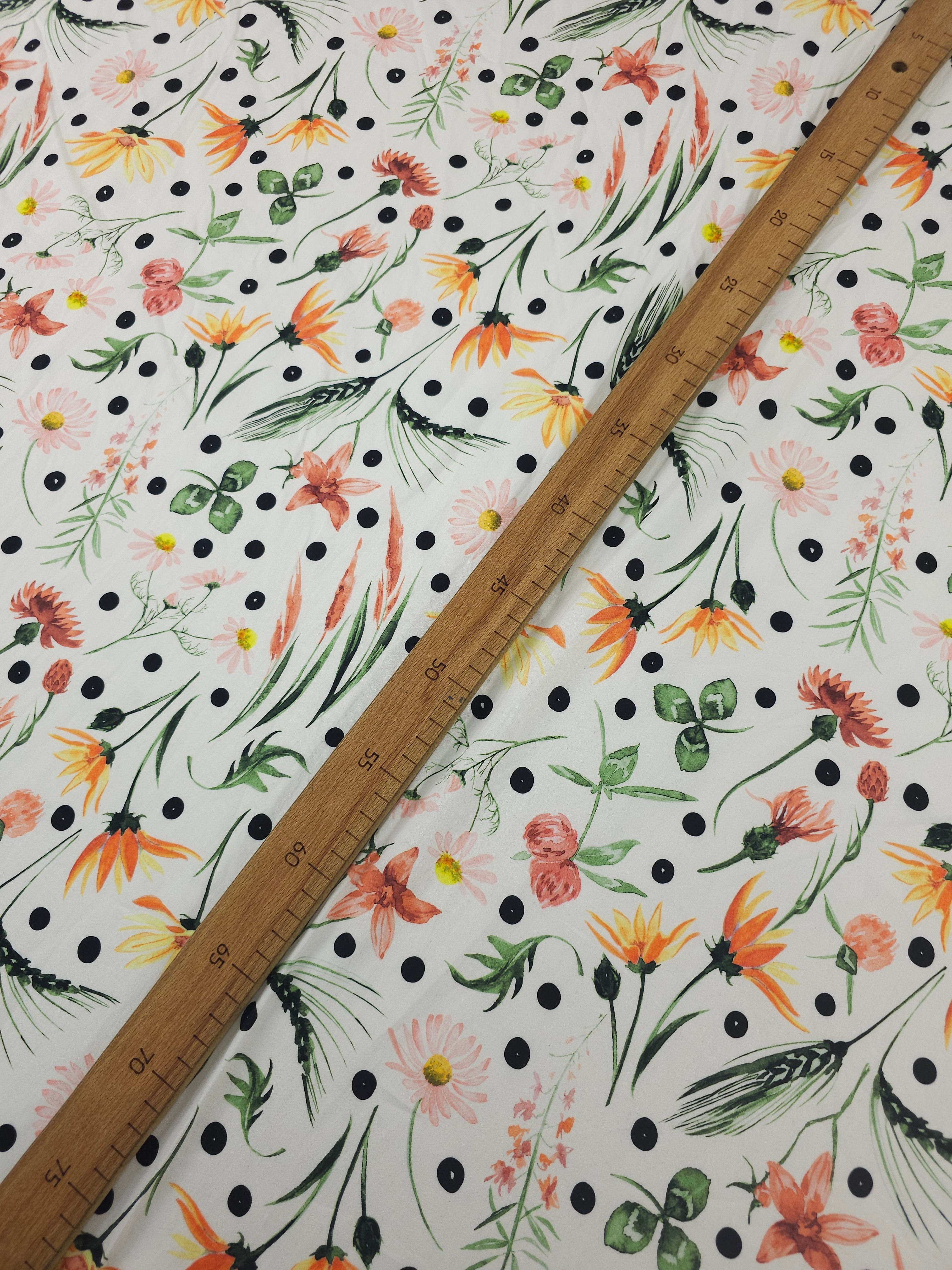 Floral Stem Polka Cotton Poplin