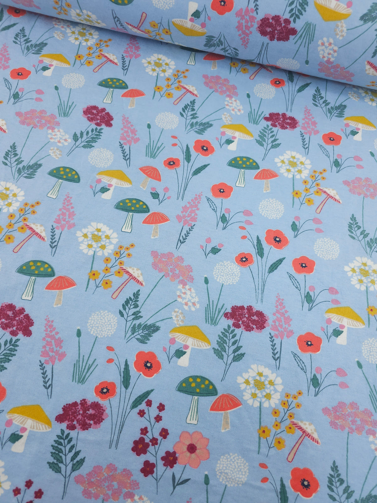 Ditsy Floral Mushroom Stems Lightweight Flannel Cotton