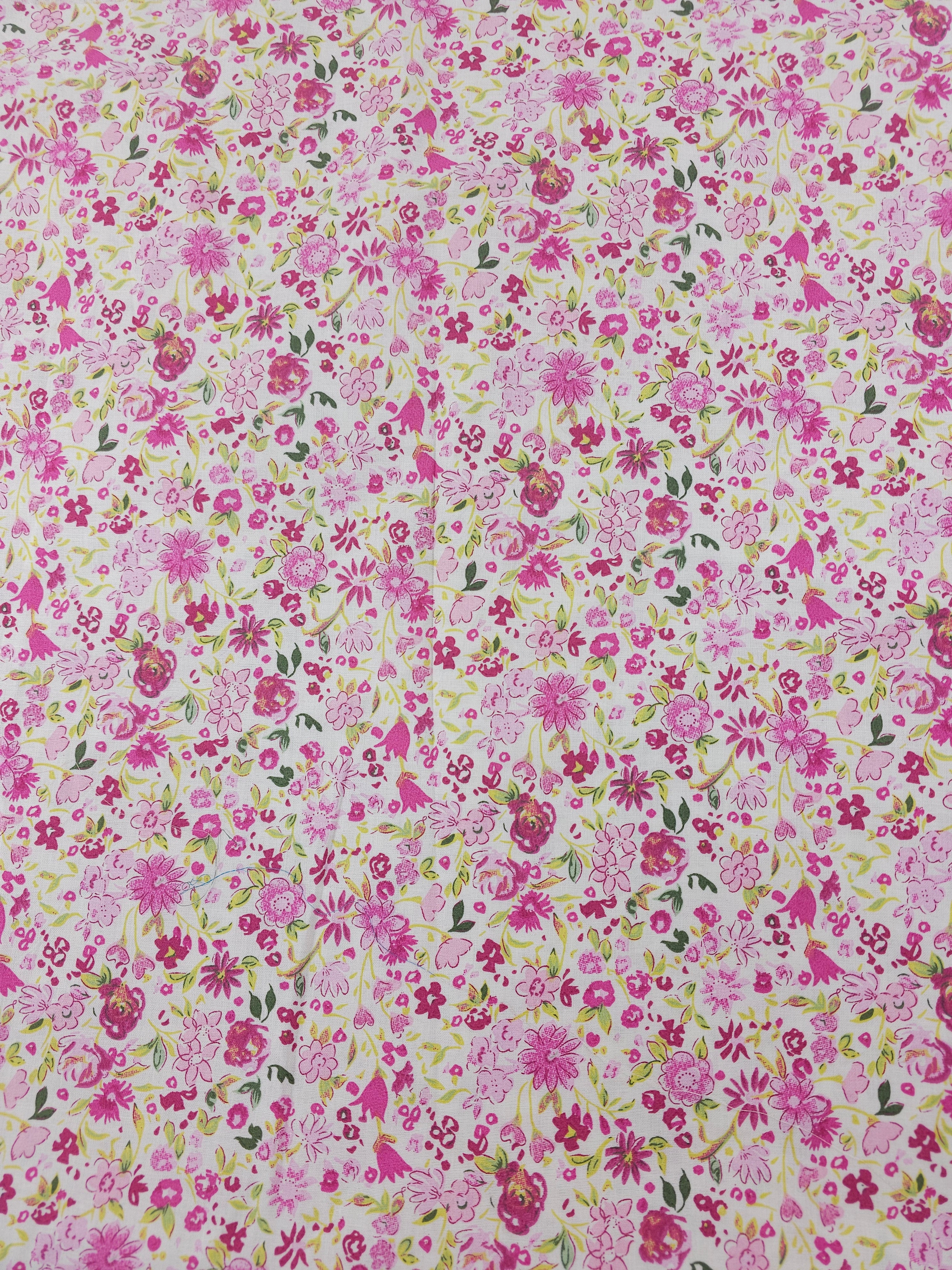 Pretty pink floral Cotton- 2m piece