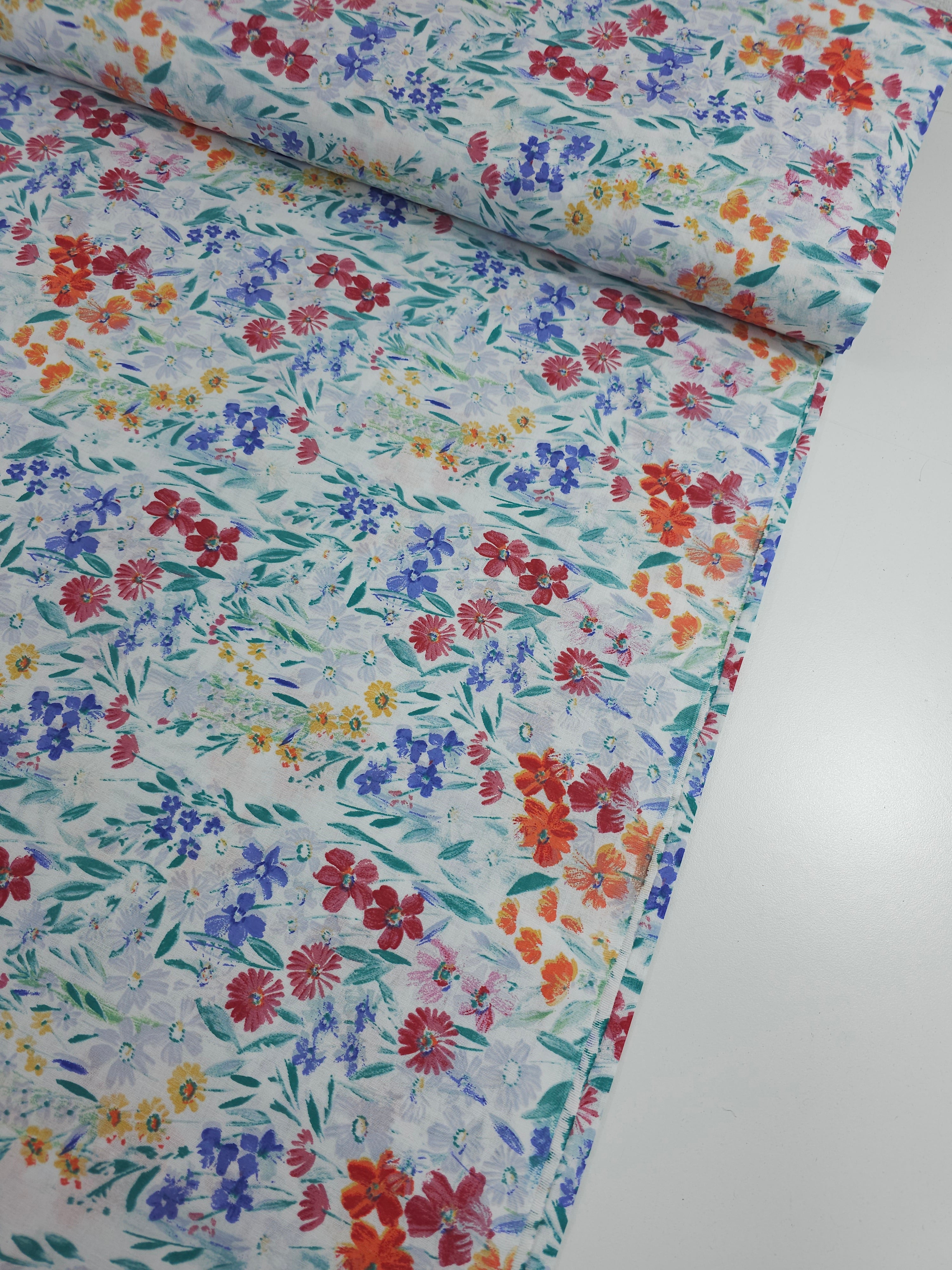 Watercolour Mini Floral Meadow 100% Cotton 110"