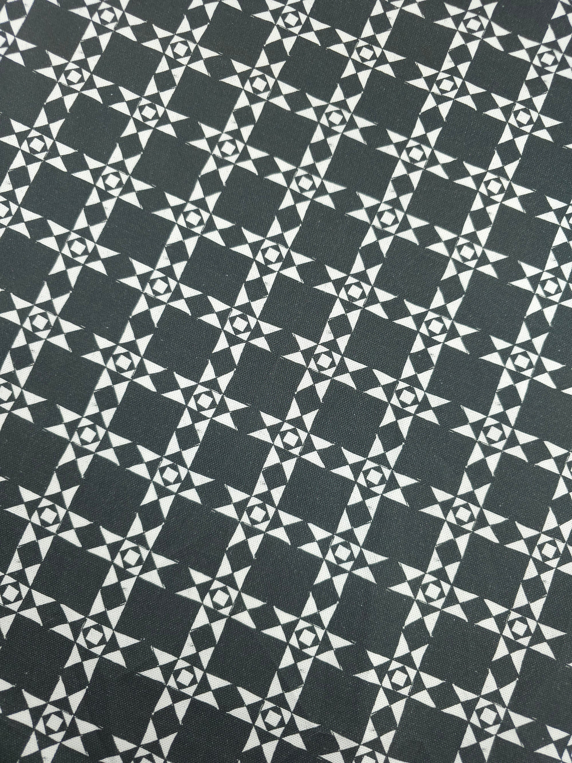 Washed Black Geo Check Canvas Cotton