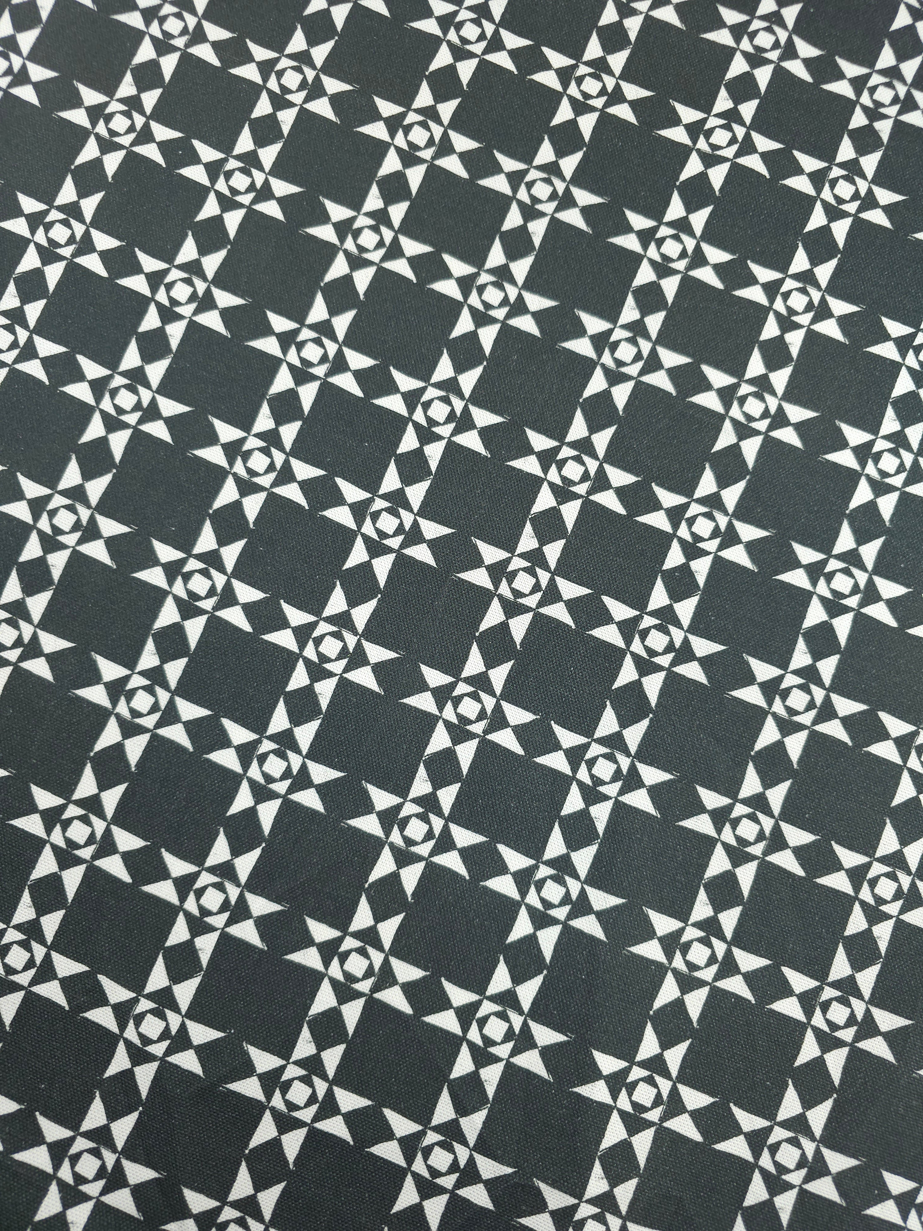 Washed Black Geo Check Canvas Cotton