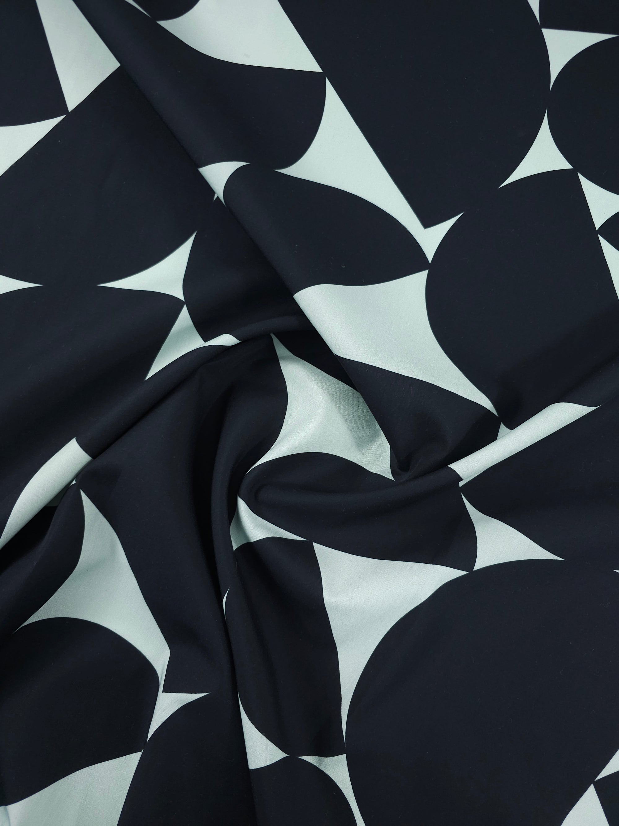 Minty Grey/Black Geometric Shape Cotton Poplin