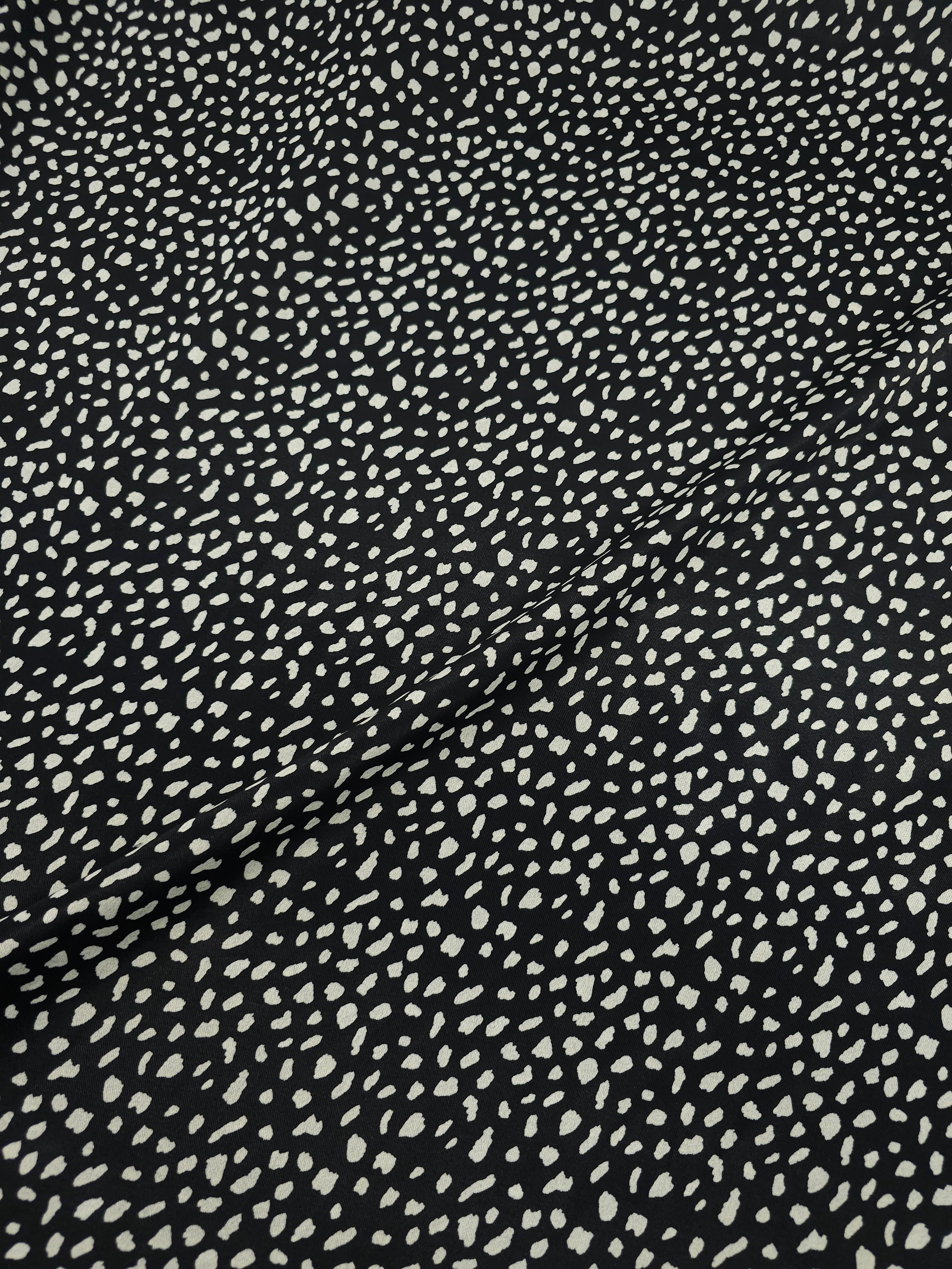 Black/Ivory Irregular Spot Viscose Satin