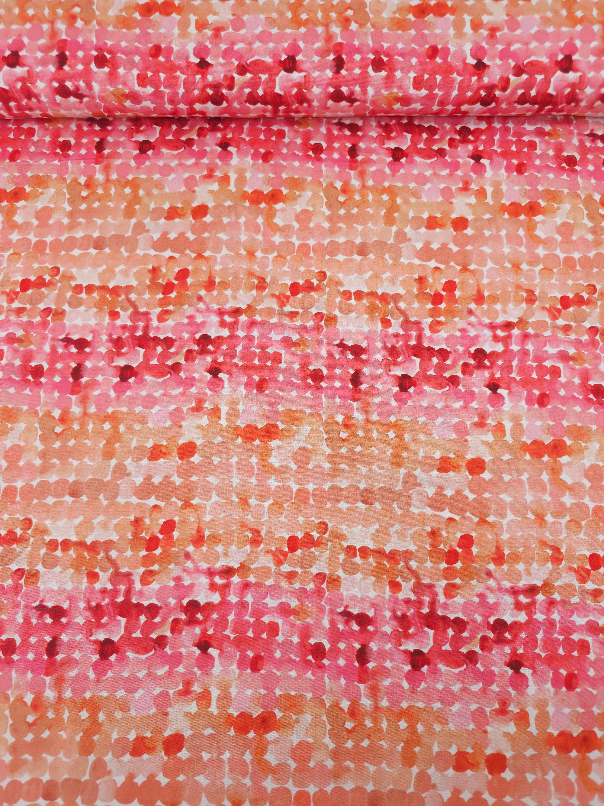 Peachy Orange/Pink Watercolour Spot 100% Cotton - Sara Boccaccini