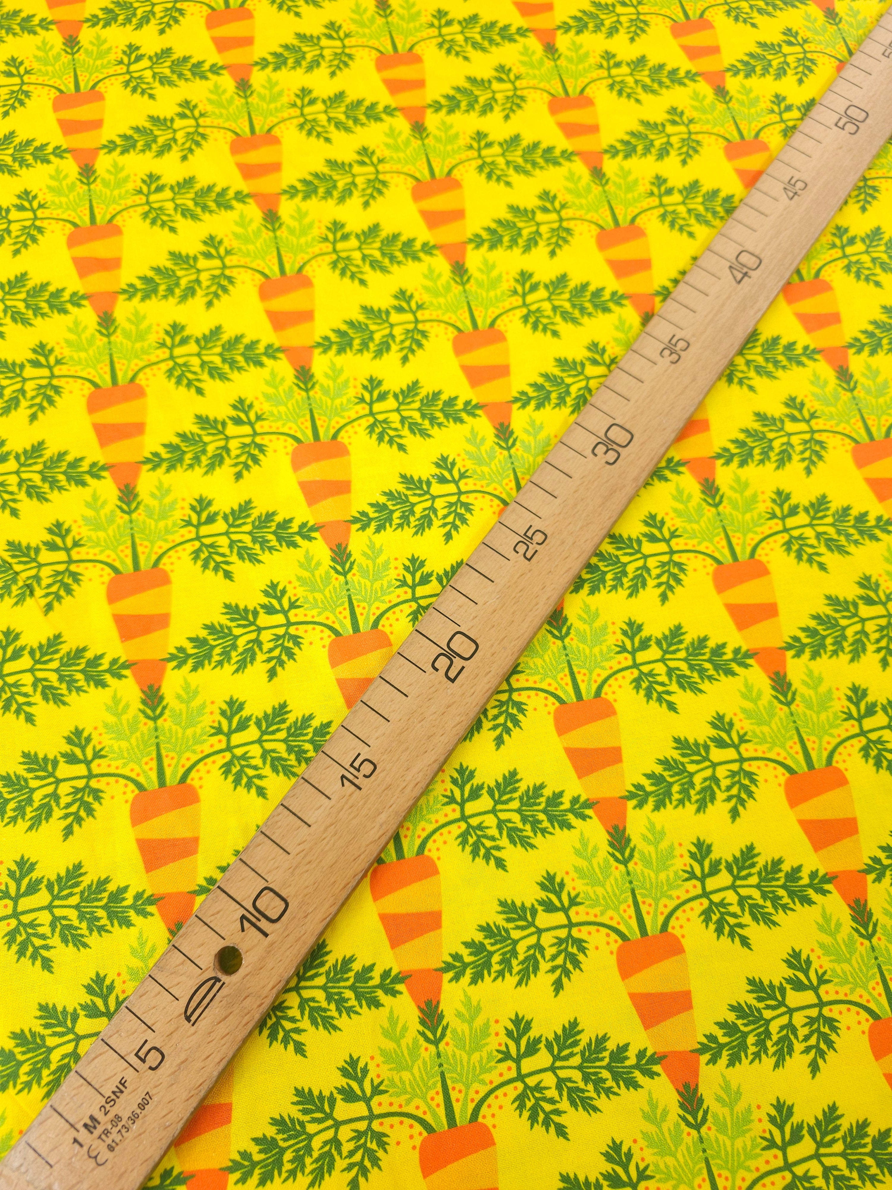 Yellow/Orange Novelty Carrots 100% Cotton - Free Spirit
