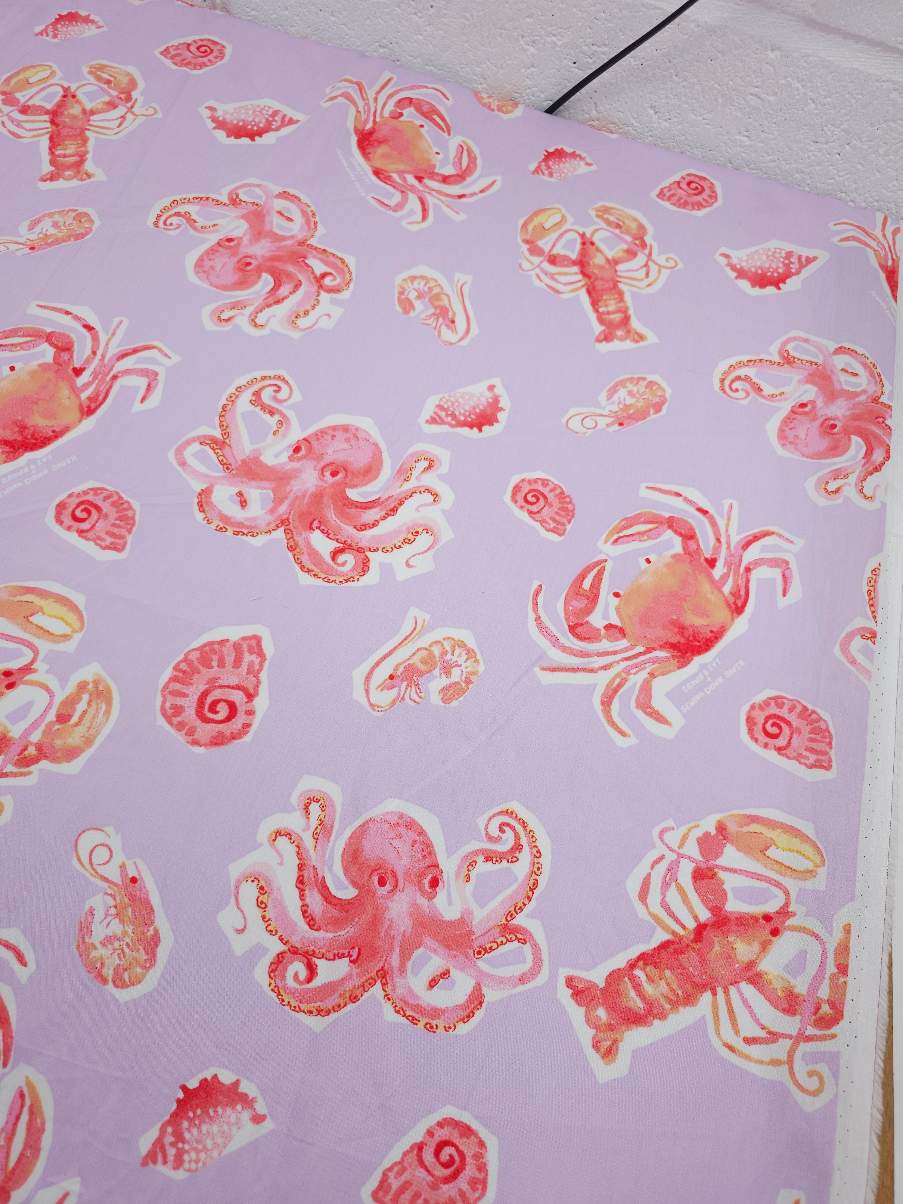 Lilac Crab Lobster Cotton Poplin - Crown & Ivy