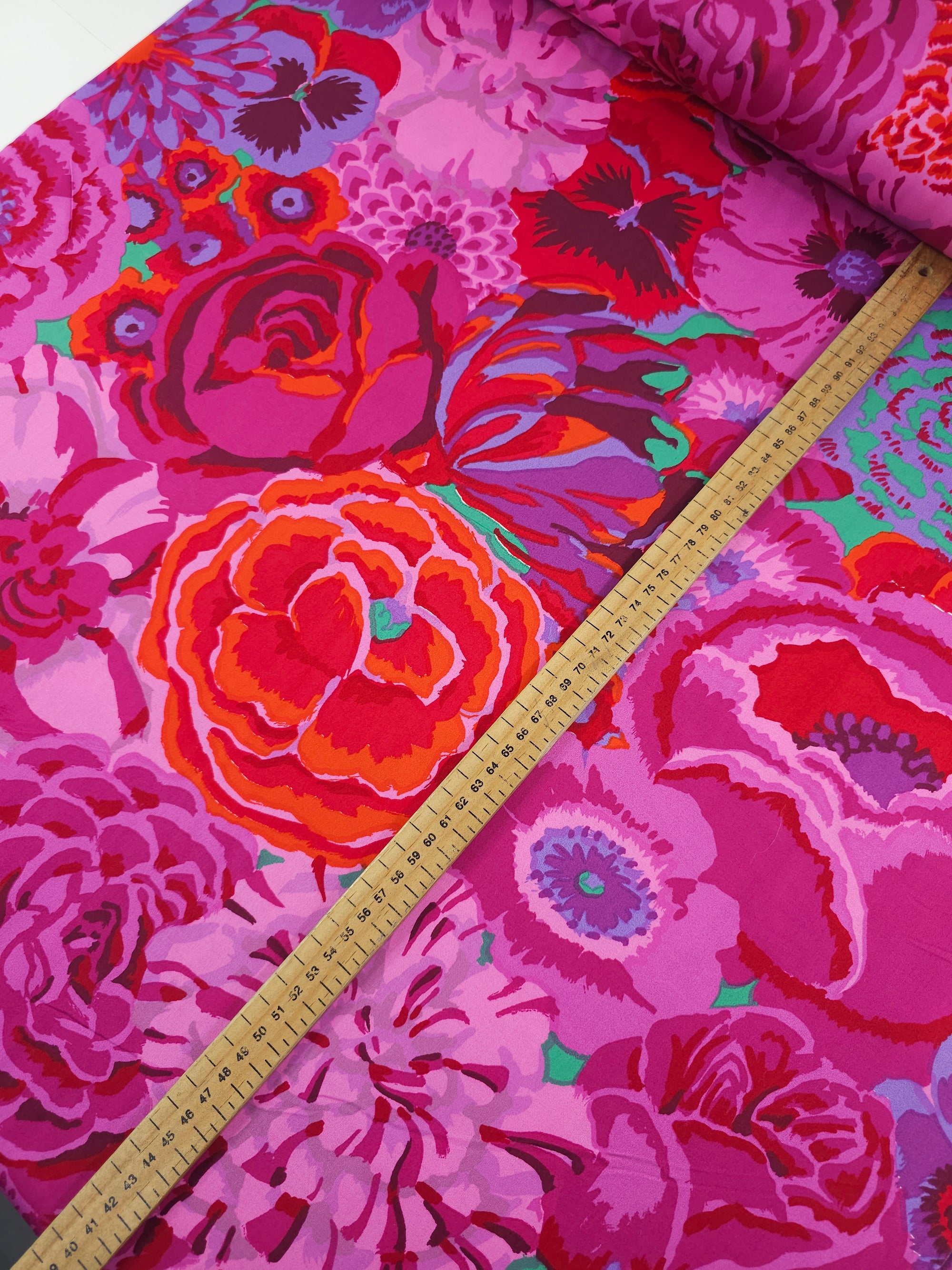 Magenta Bekah Floral Cotton Sateen 108" - Kaffe Fassett *EXTRA WIDE*