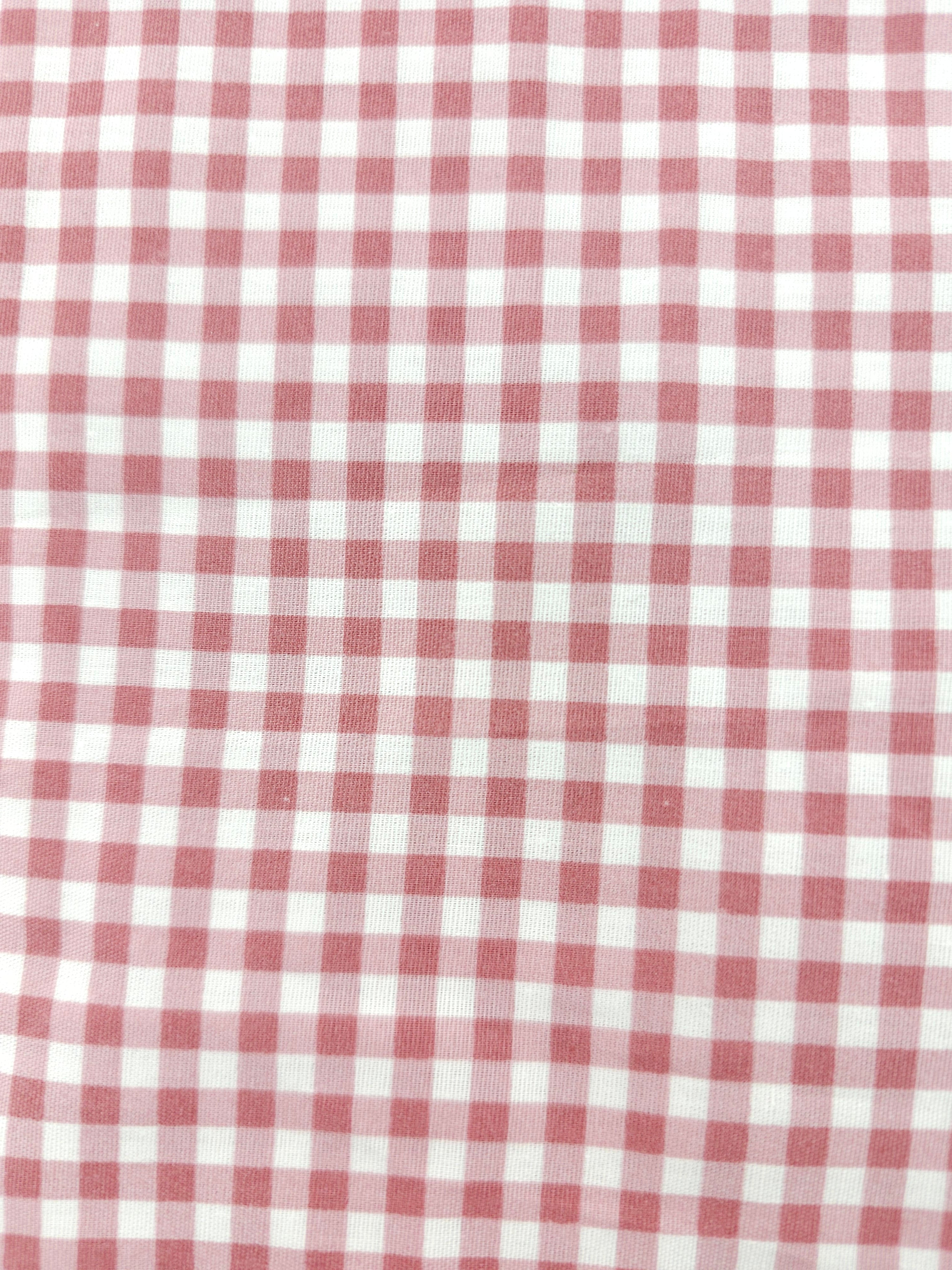 Coral red gingham Cotton- 1.2m piece