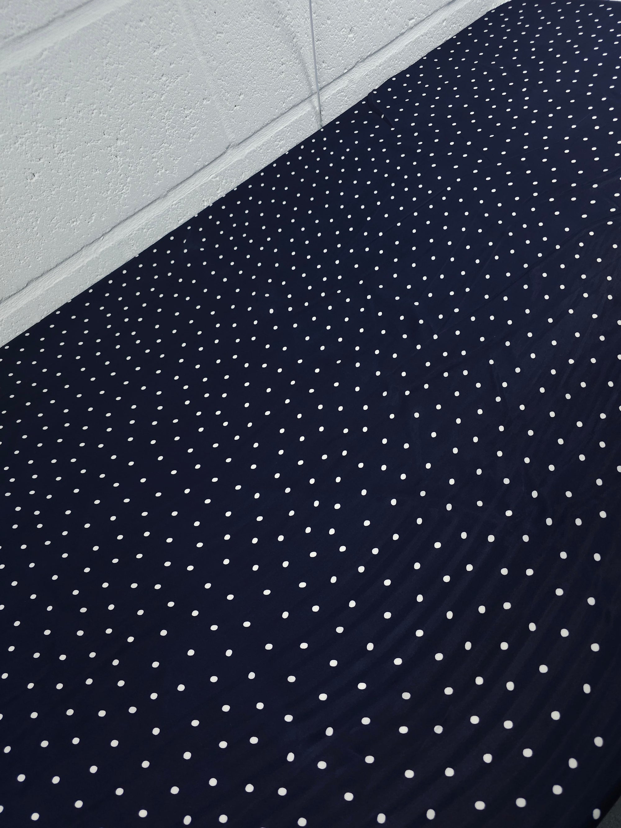 Indigo Navy Mini Polka Dot Viscose Satin