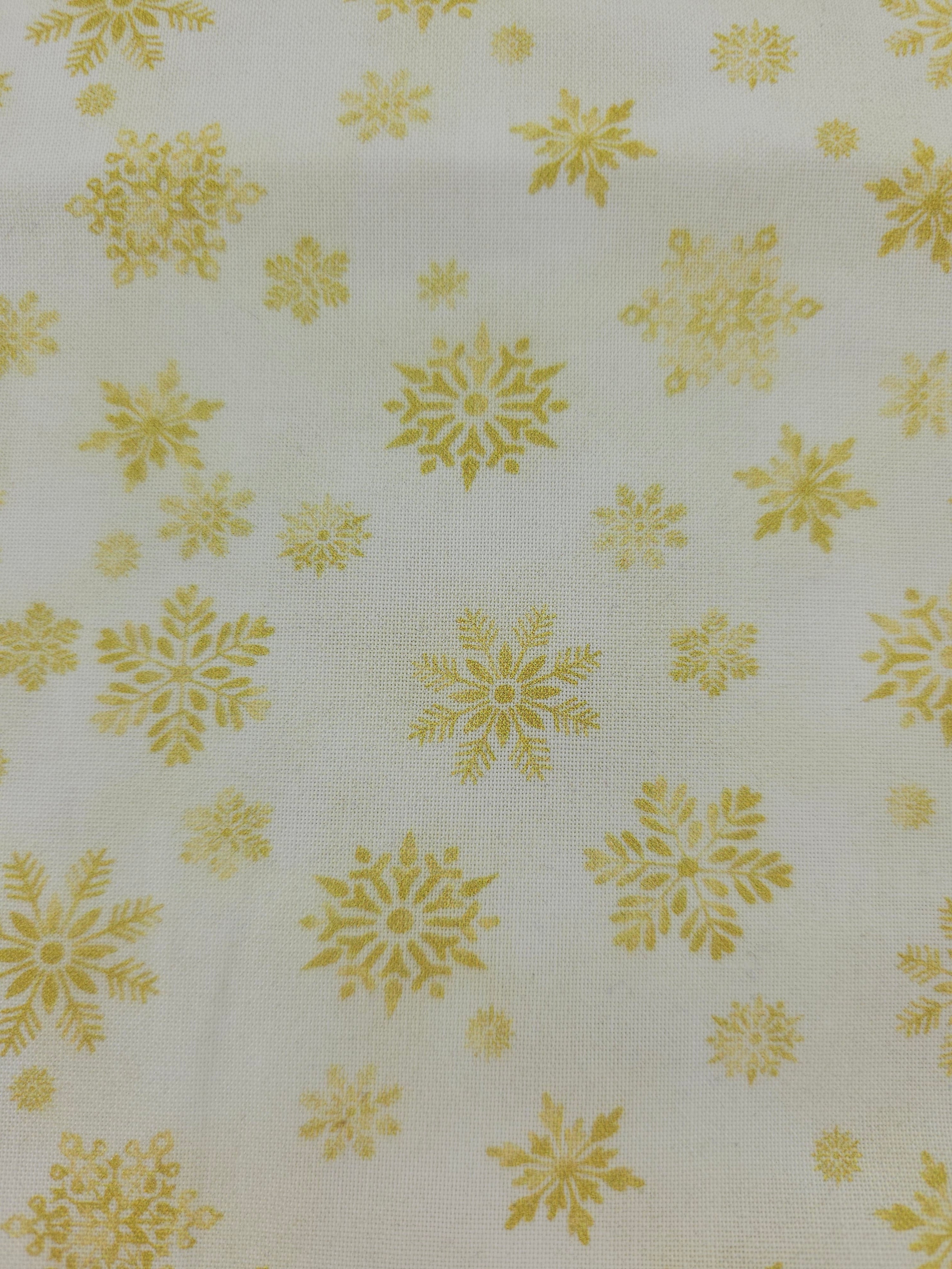 Goldie Yellow Snowflake Party 100% Cotton - 1.60m Piece