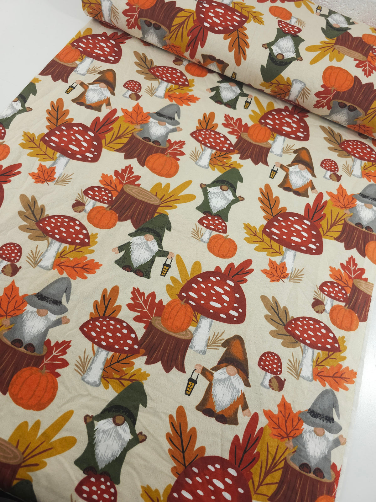 Autumn Pumpkin Gnomes Lightweight Flannel Cotton