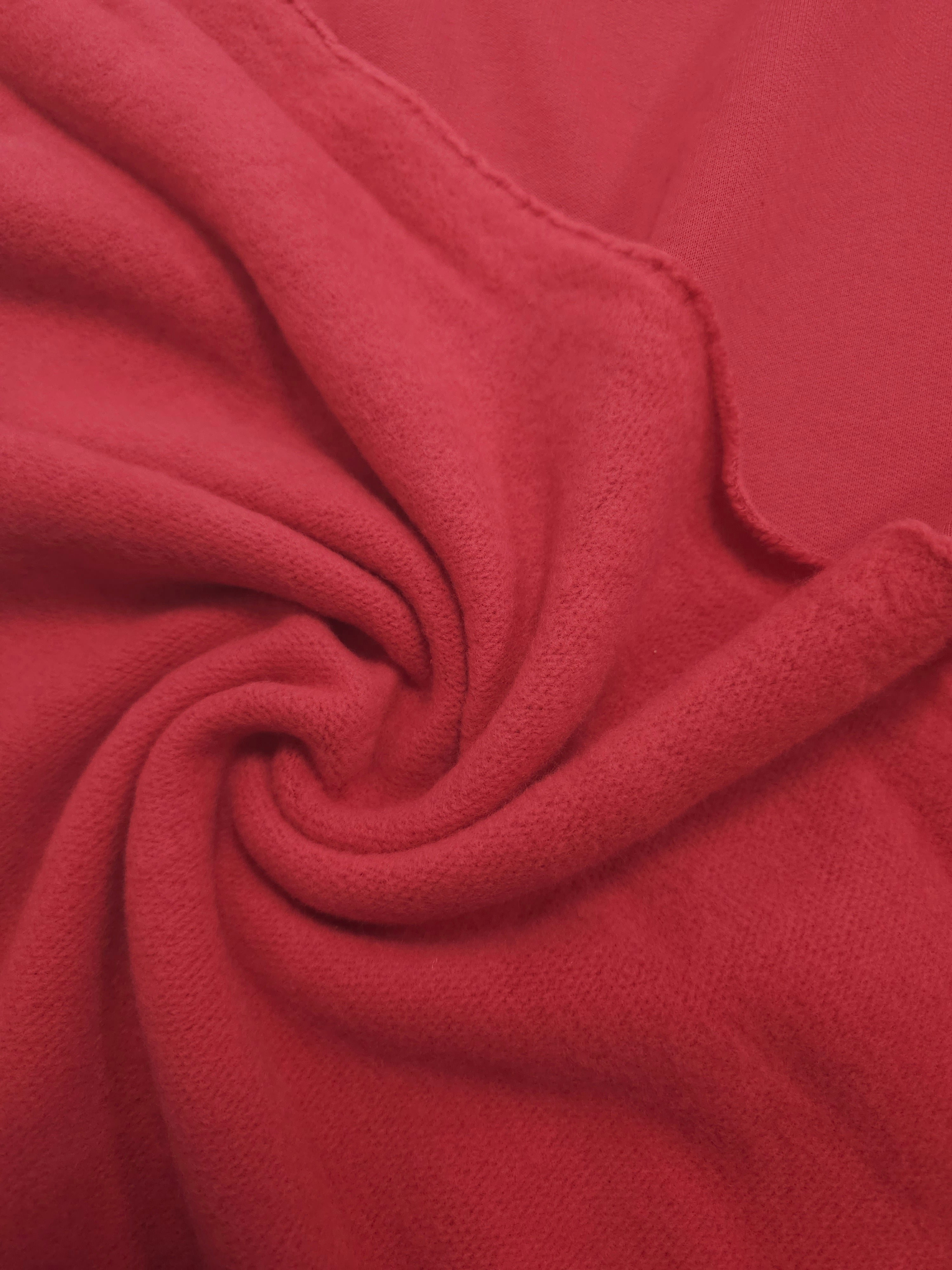 Red Fleece Backed Cotton Terry