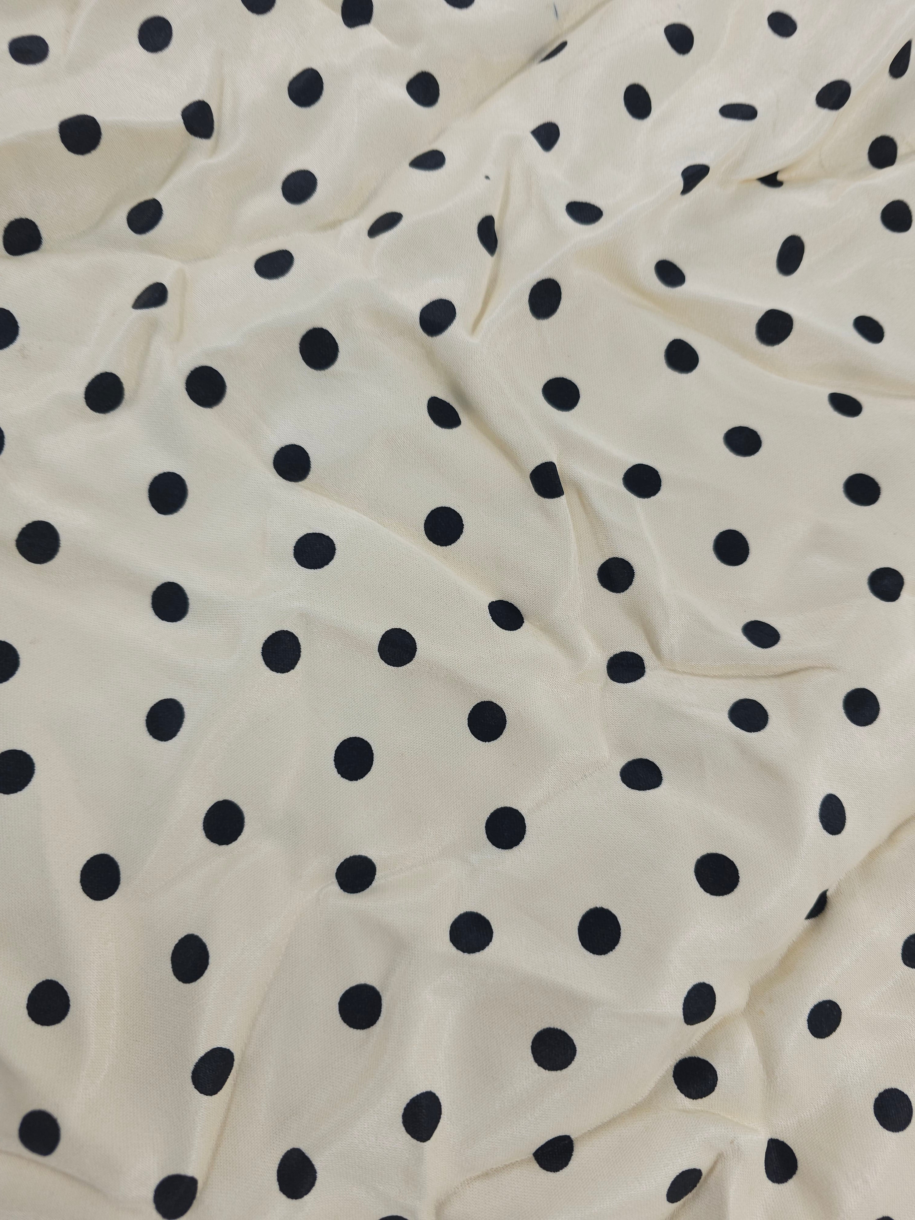 Cream polka Viscose sateen- 1m piece