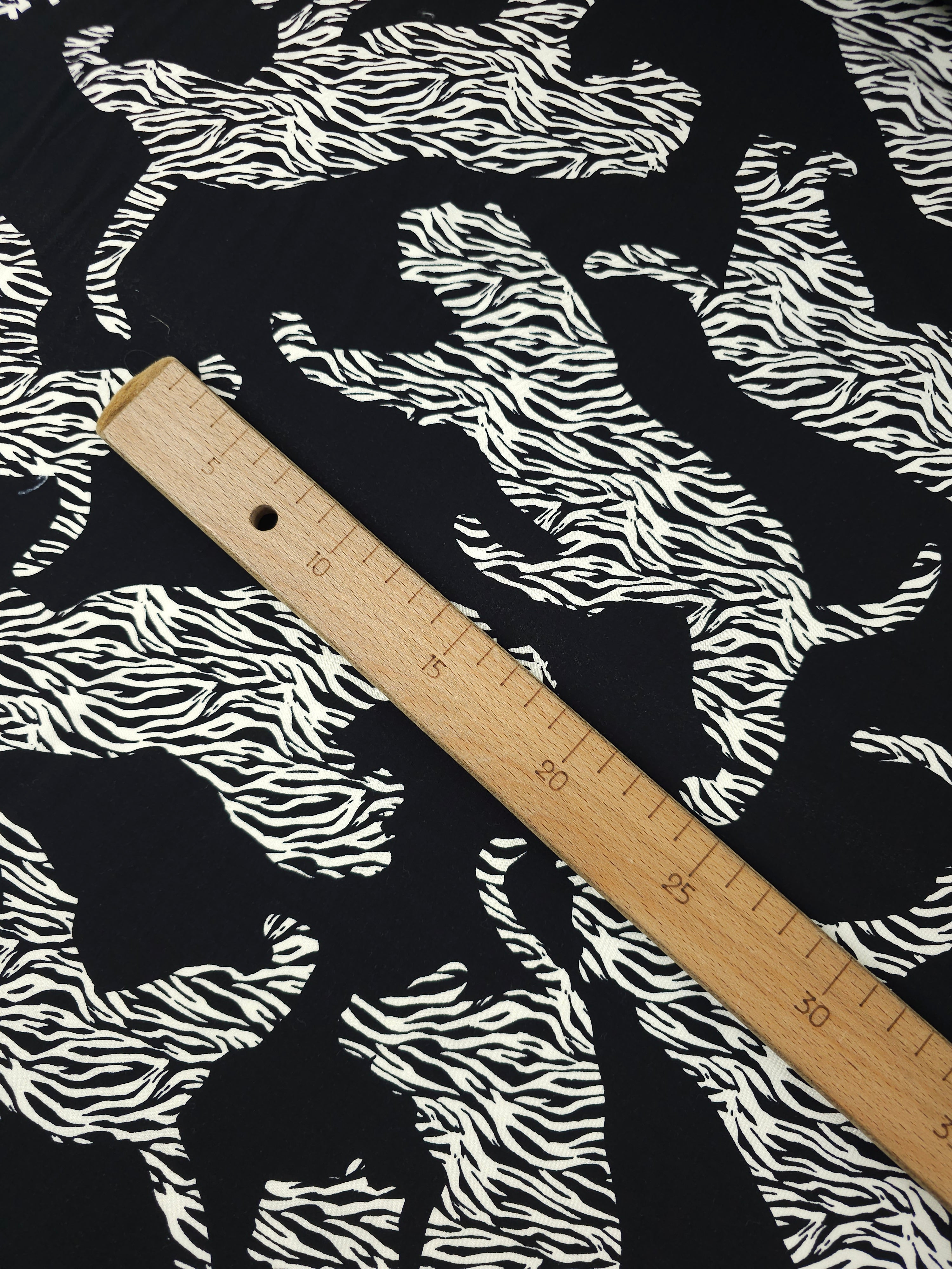 Black/Off-White Abstract Leopard Viscose Challis