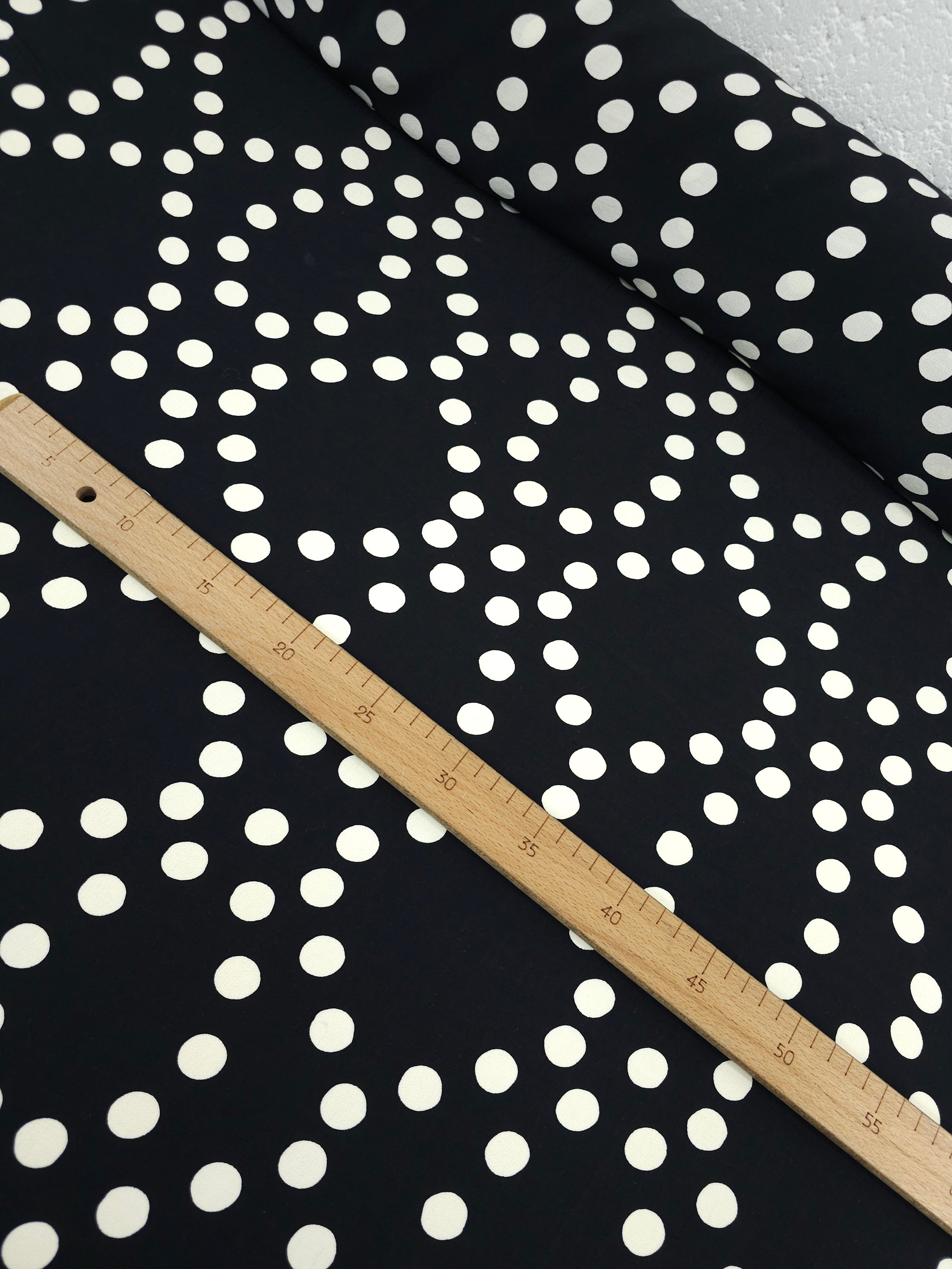 Black/Off White Opal Polka Spot Viscose Crepe
