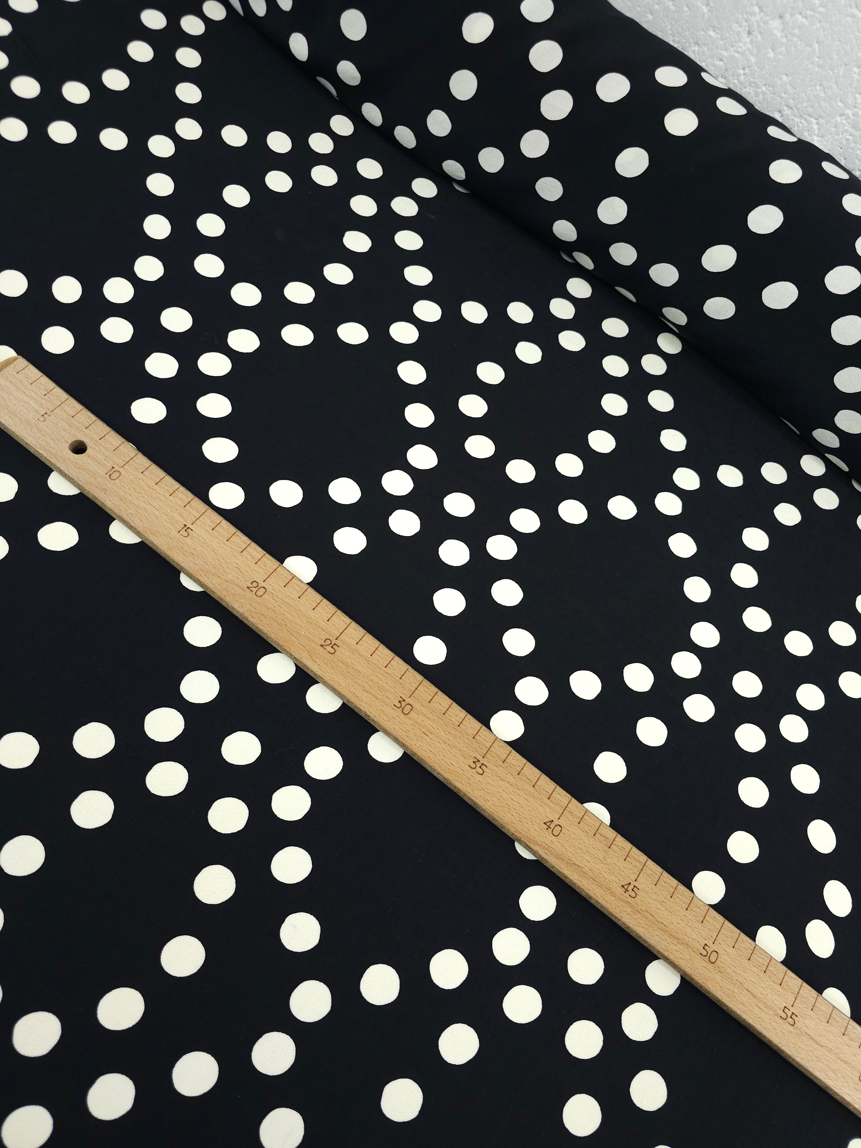 Black/Off White Opal Polka Spot Viscose Crepe