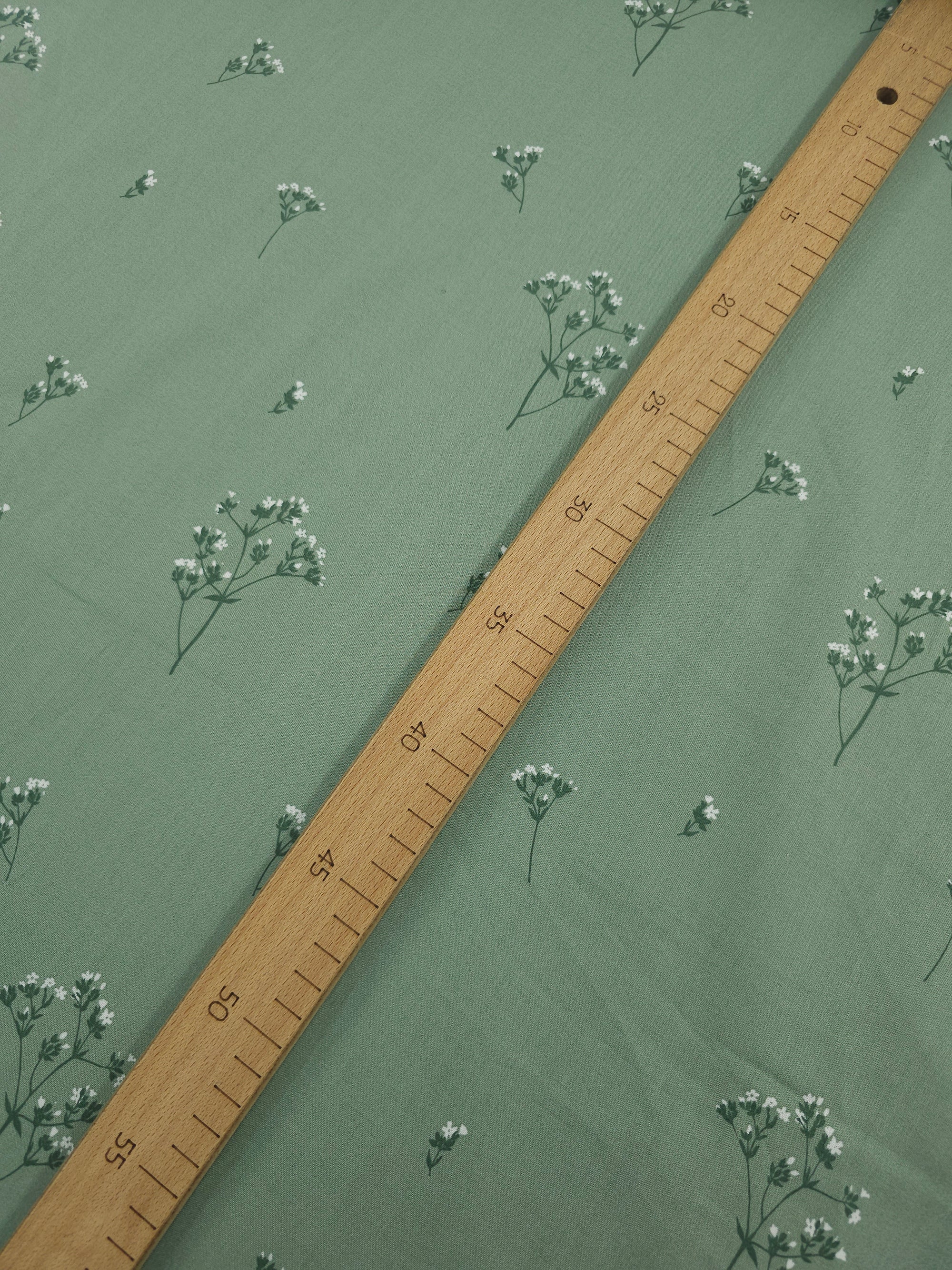 Deep Sage Floating Stems Lightweight Cotton 60"