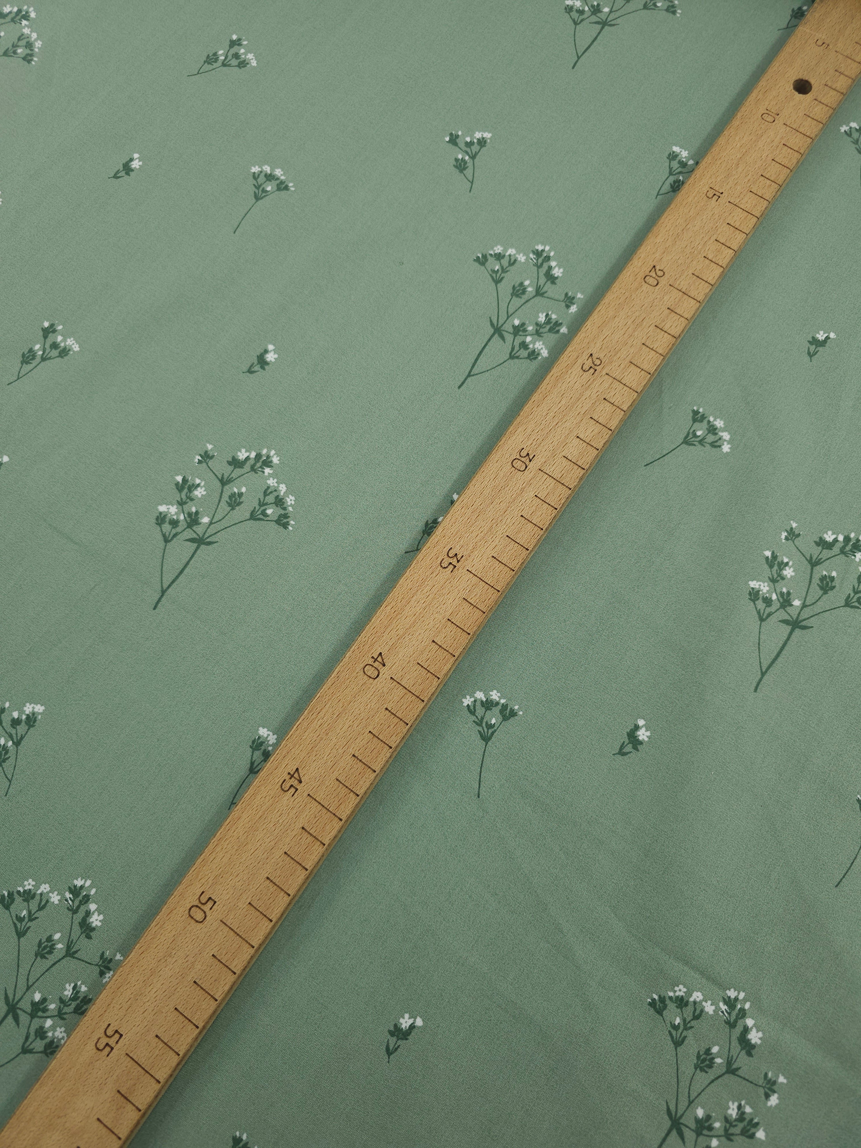 Deep Sage Floating Stems Lightweight Cotton 60"
