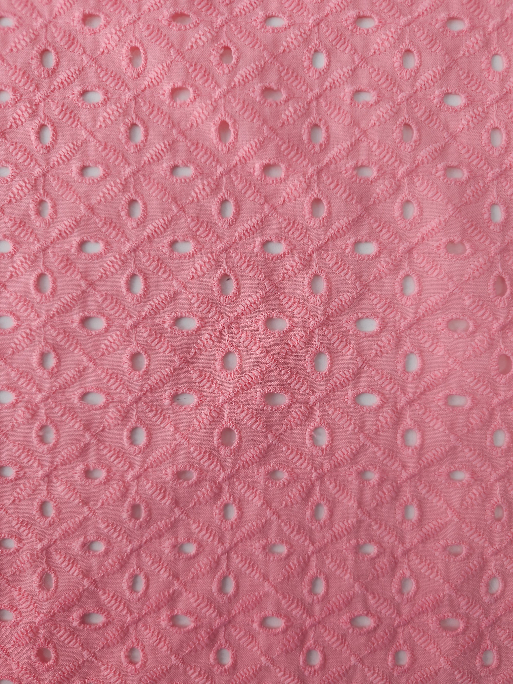 Candy Pink Diamond Petal Web Anglaise Cotton