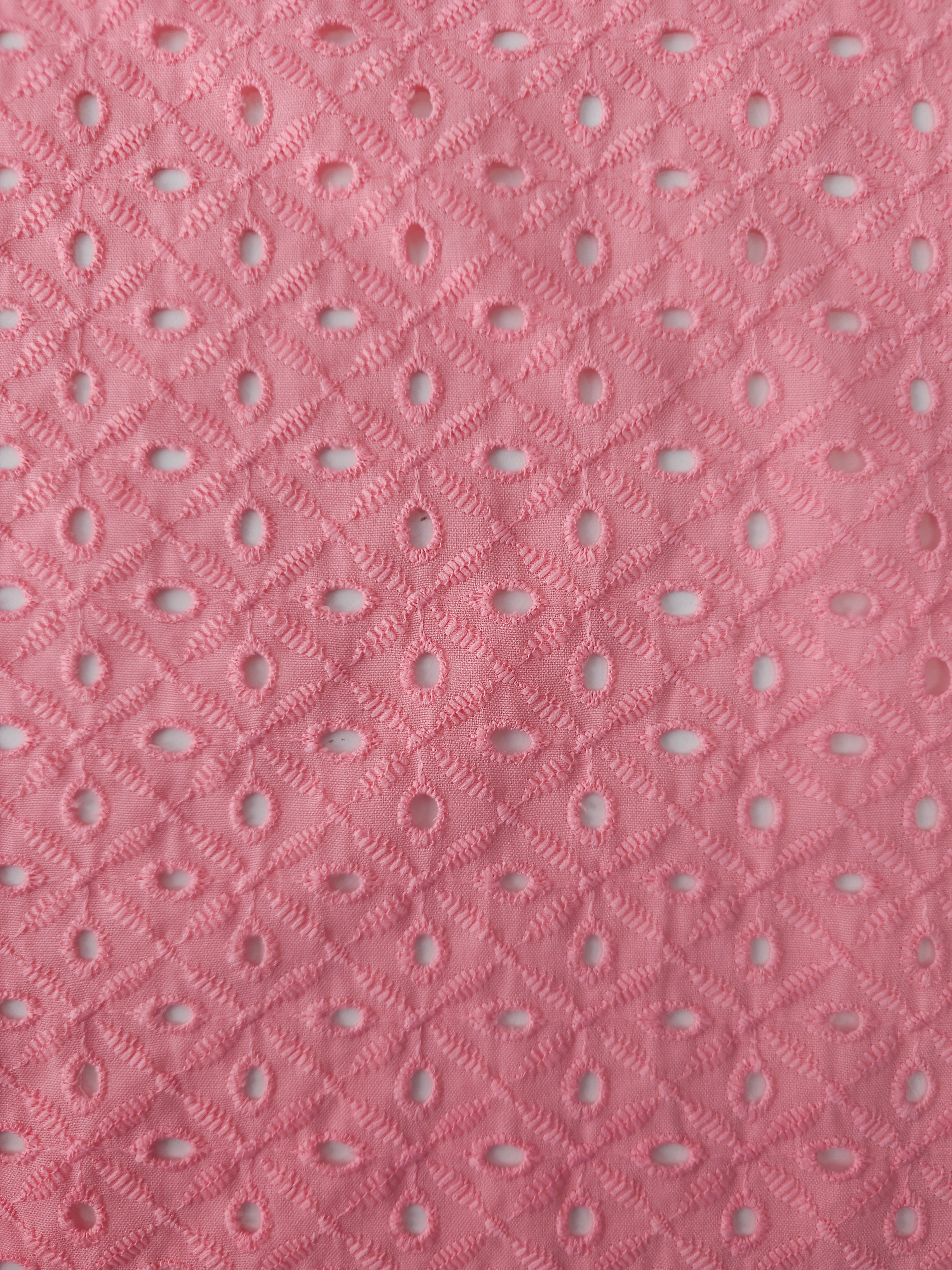 Candy Pink Diamond Petal Web Anglaise Cotton