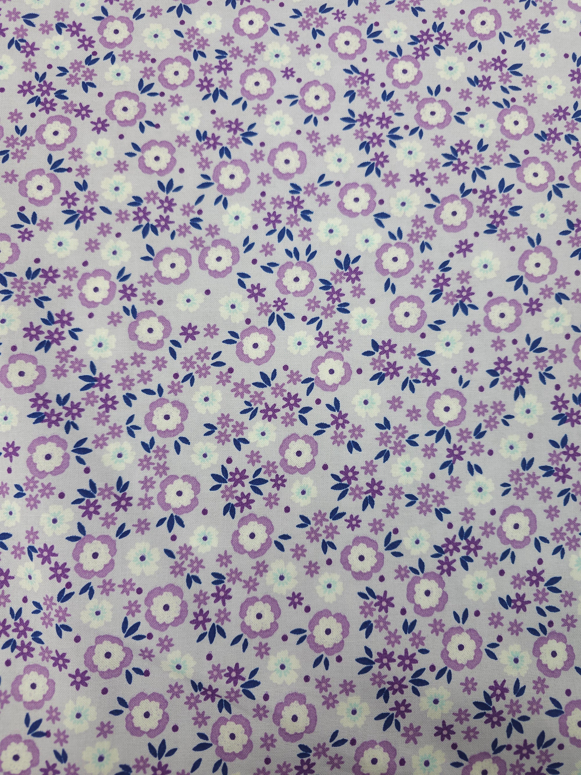 Lavender/Lilac Ditsy Puff Floral 100% Cotton