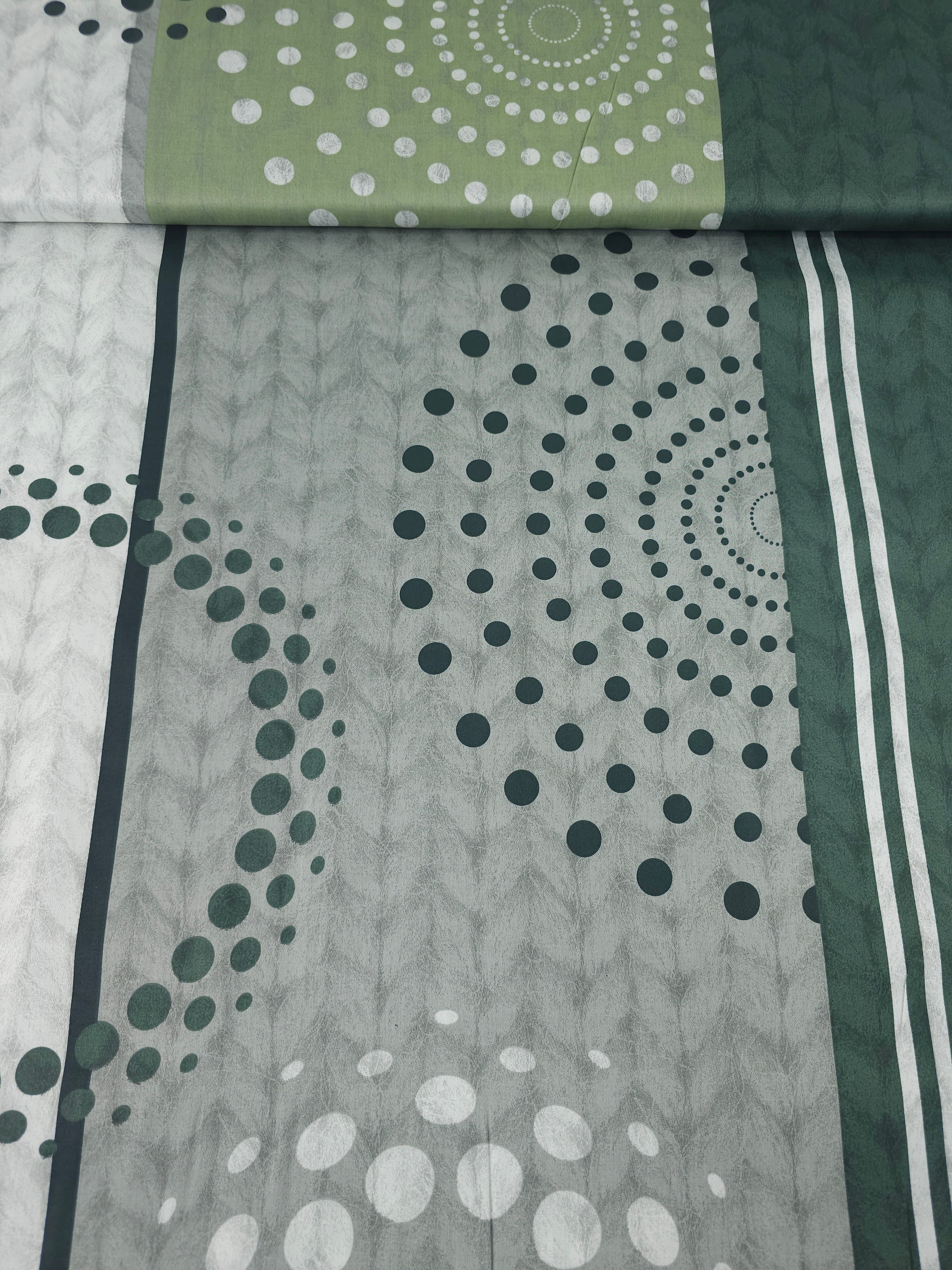 Green/Grey Polka Sprial Stripe Shifter Cotton Sateen 62"