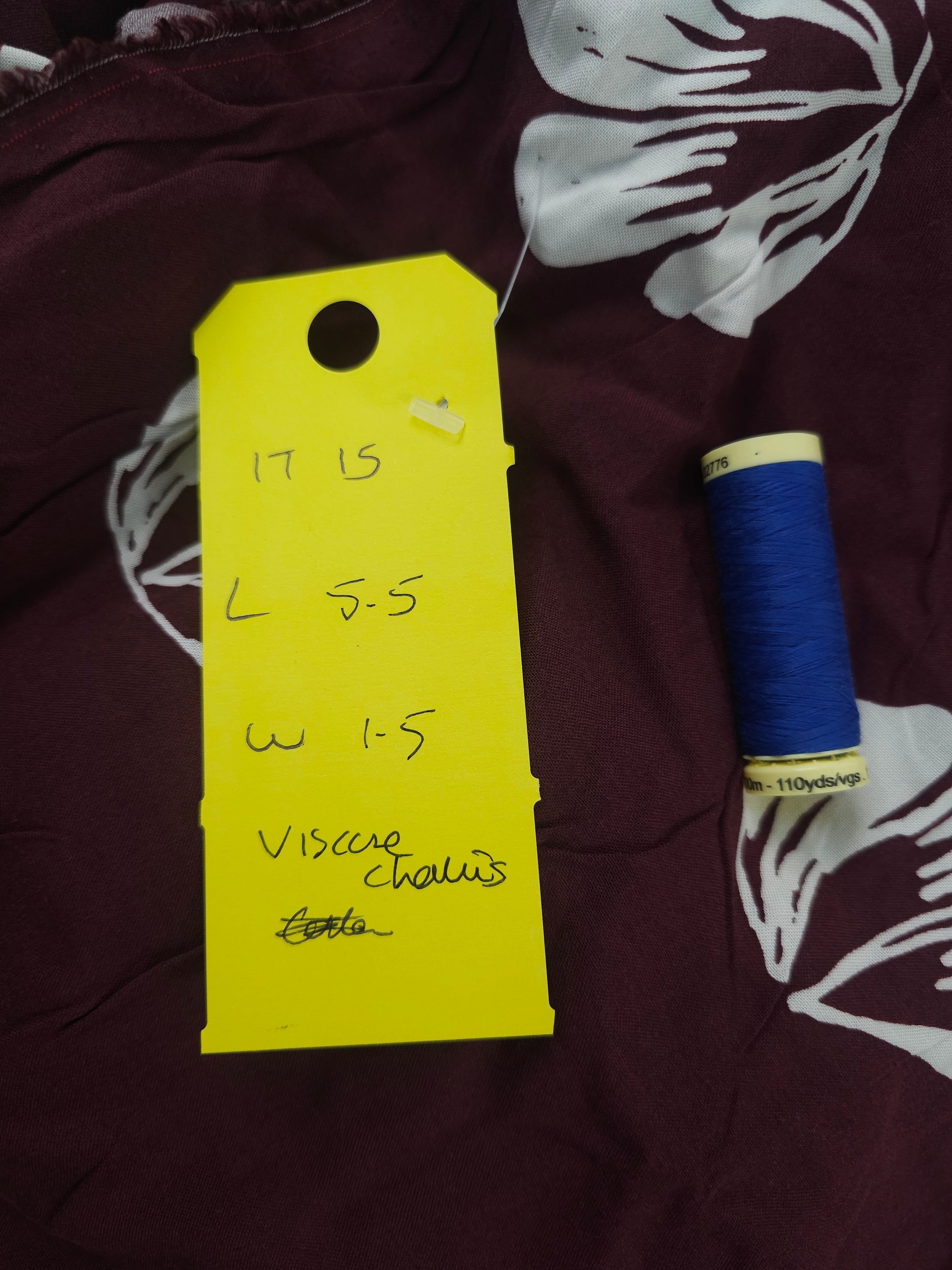 Burgandy petals Viscose chalis- 5.5m piece