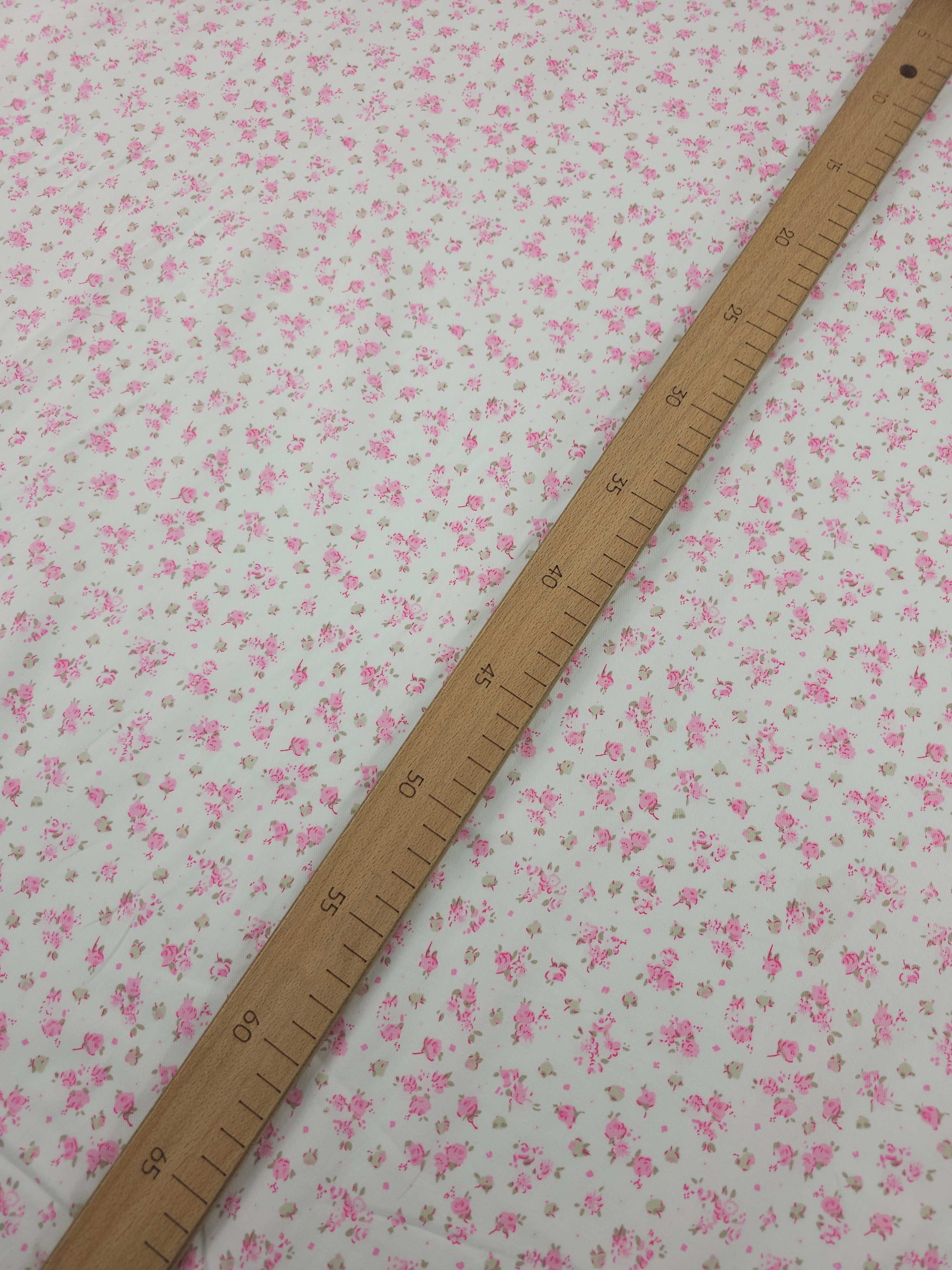 Pink Ditsy Mini Rose Lightweight Flannel Cotton