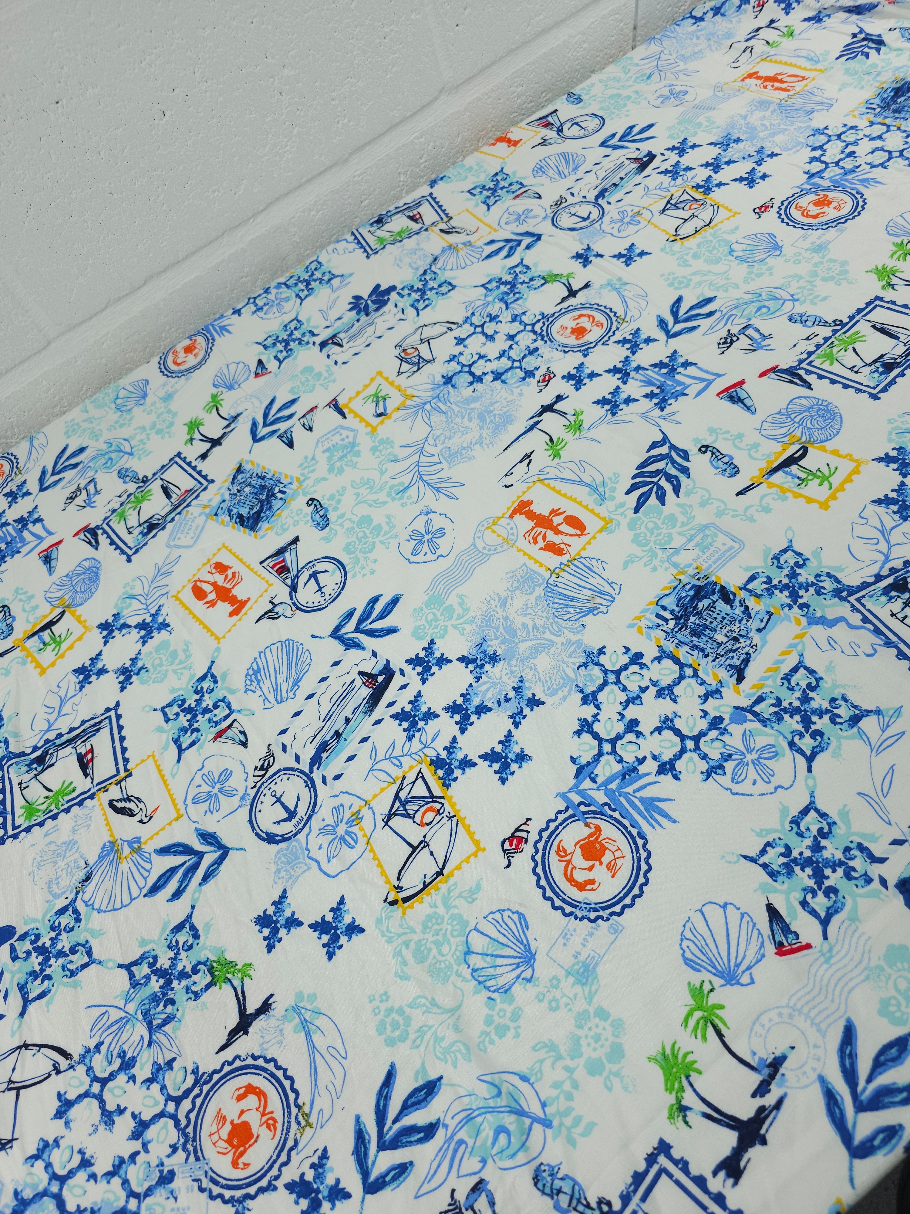 Blue Mediterranean Sail Viscose