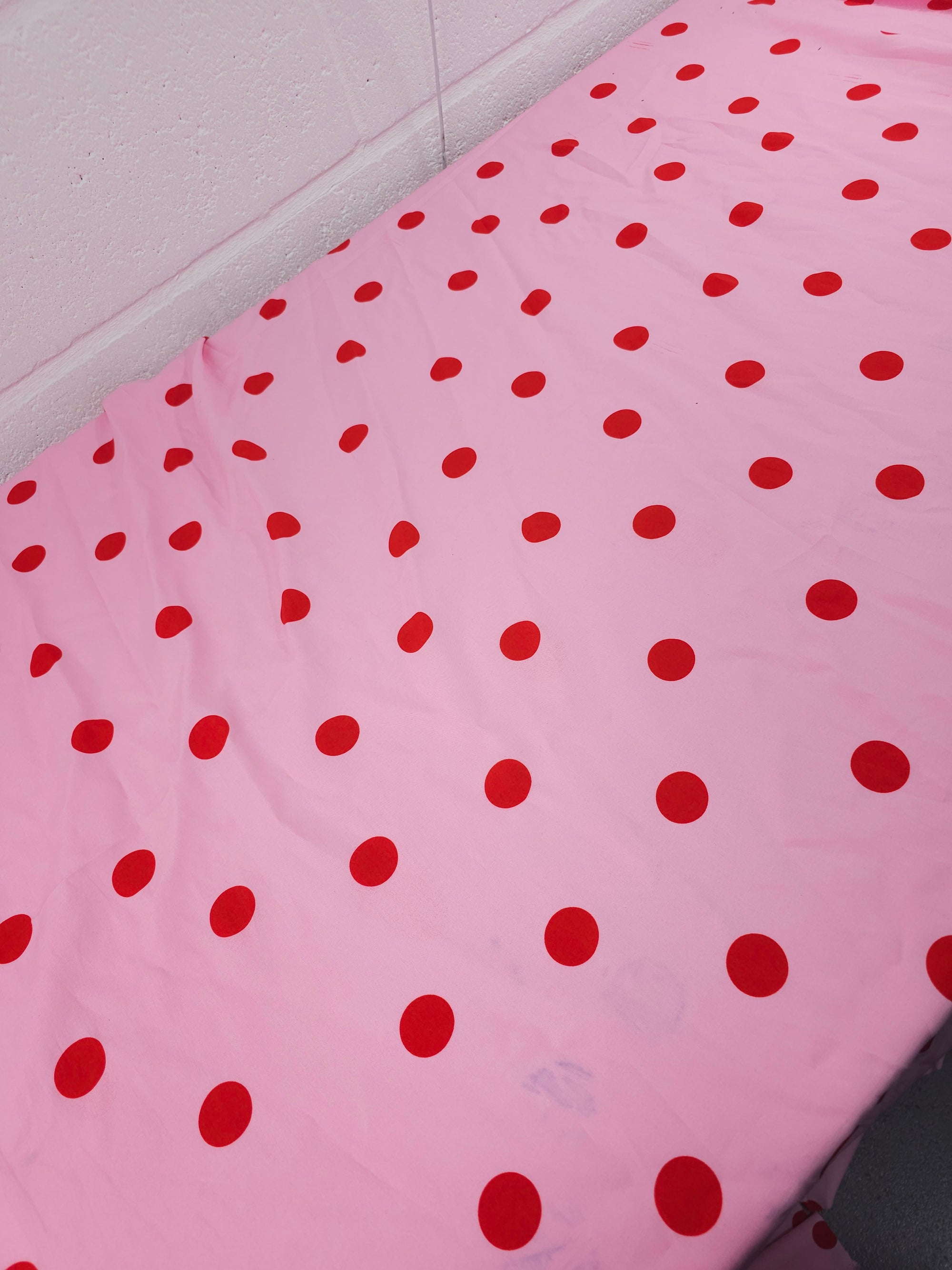Pink/Red Big Polka Spot Cotton Poplin *DEFECT*