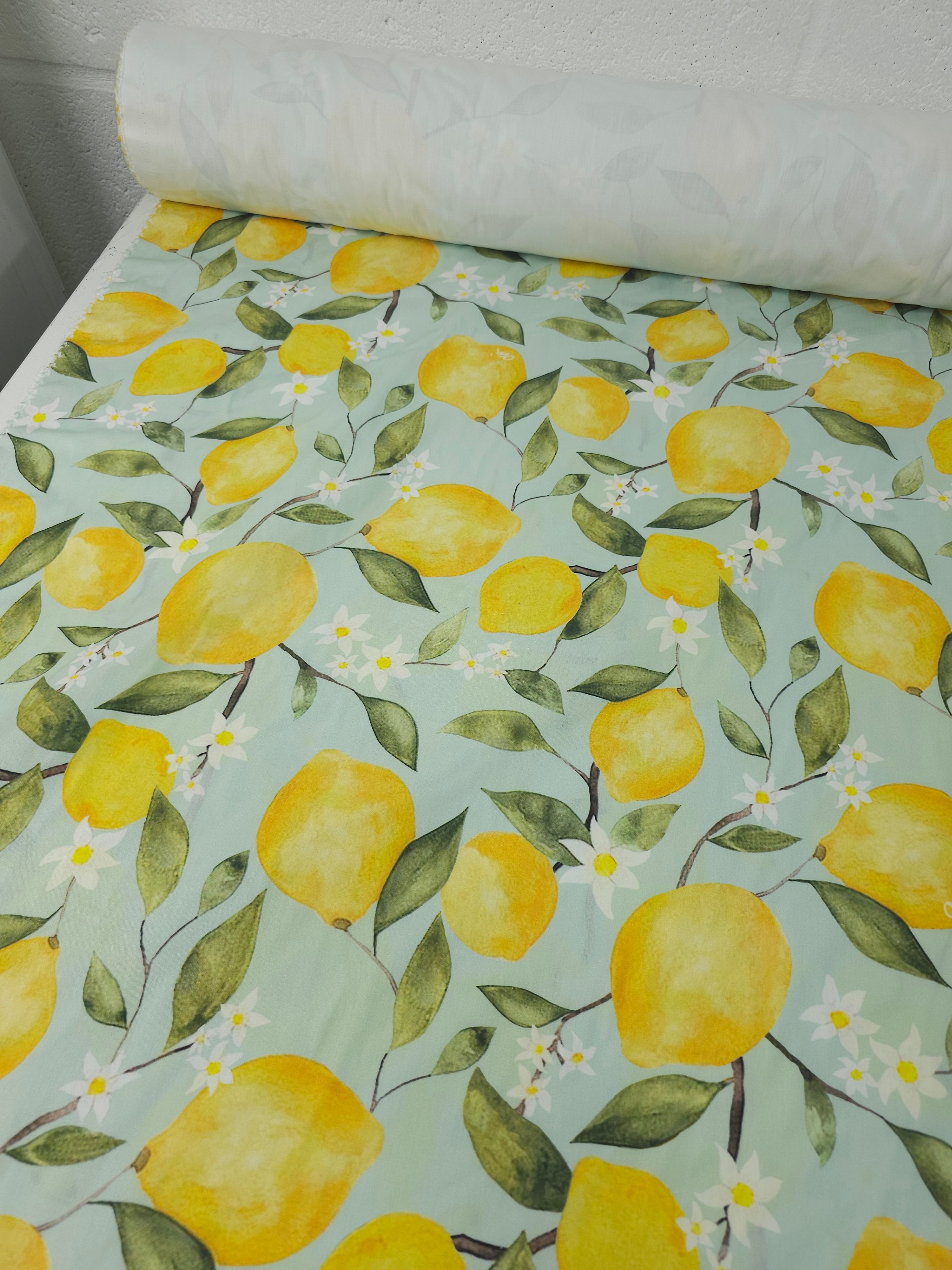 Lemon Daisy Branch Cotton Poplin