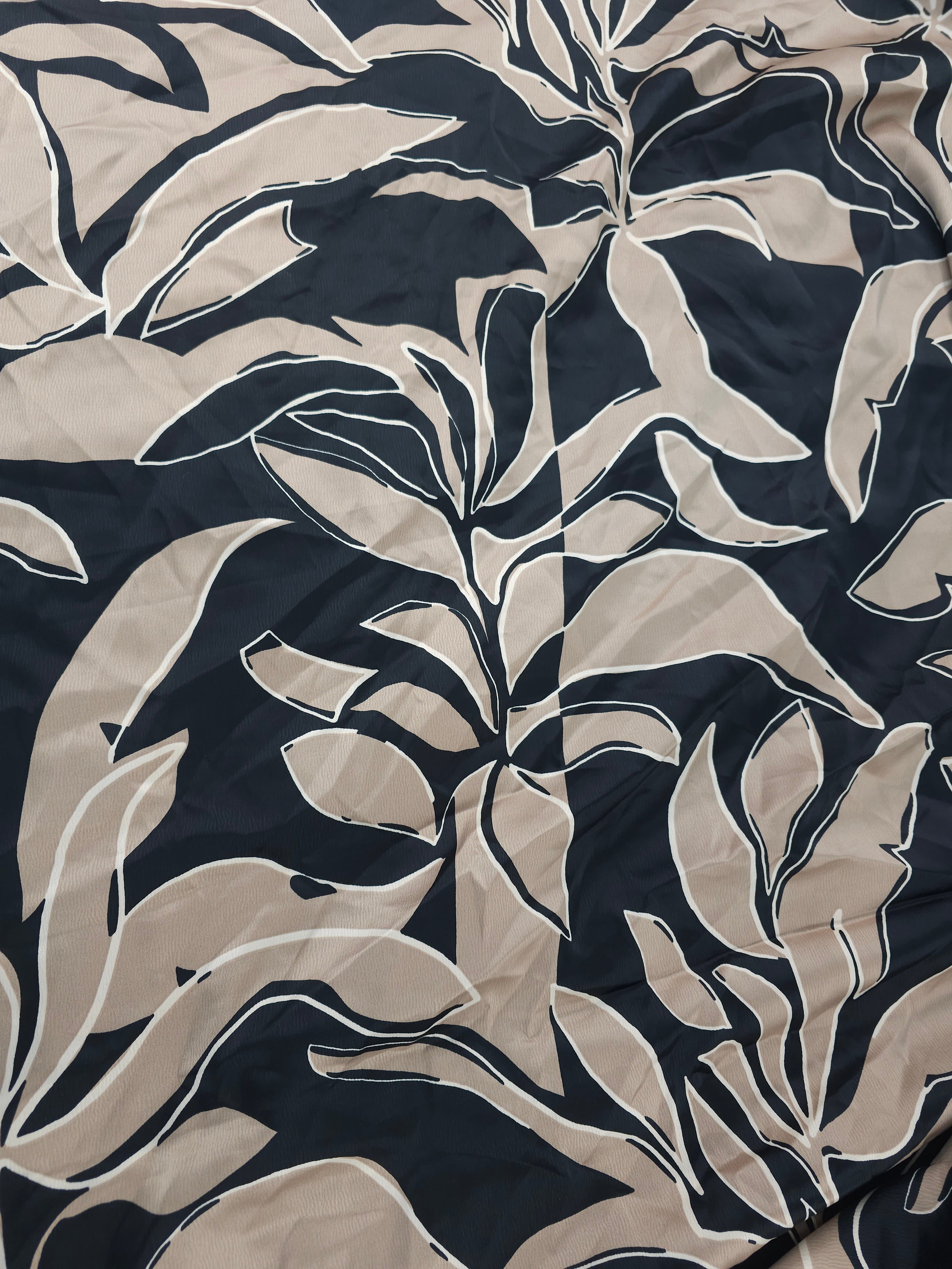 Taupe leaf Viscose satin- 2.5m piece