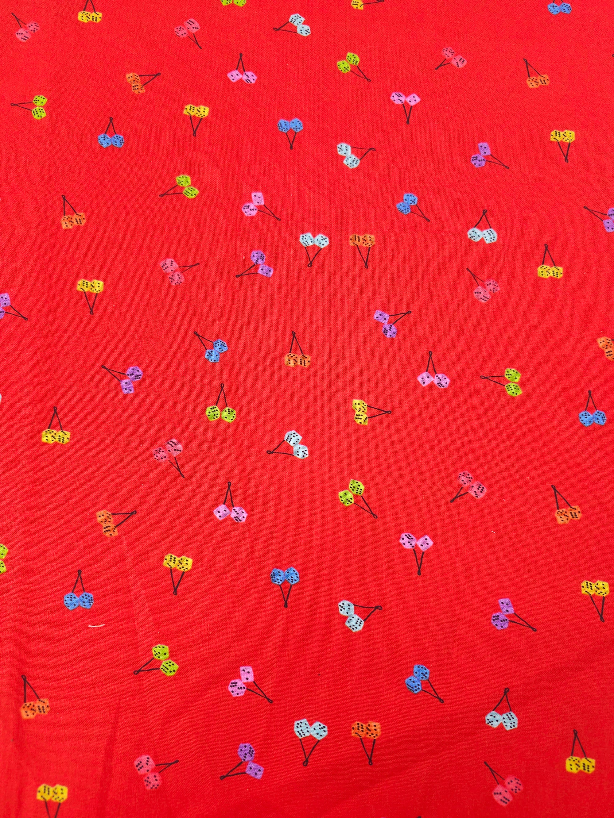 Red Hanging Dice 100% Cotton- Robert Kaufman
