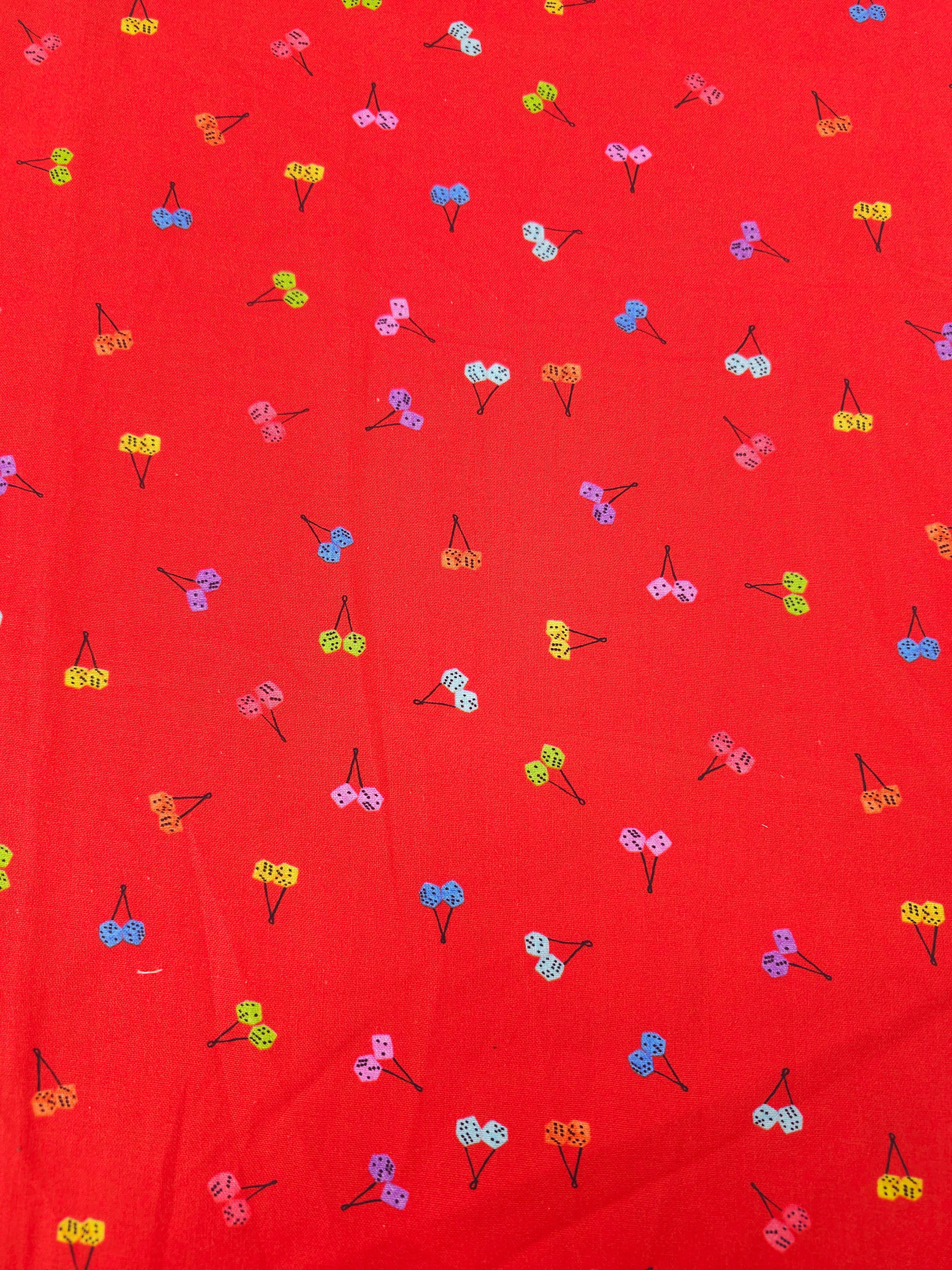 Red Hanging Dice 100% Cotton- Robert Kaufman