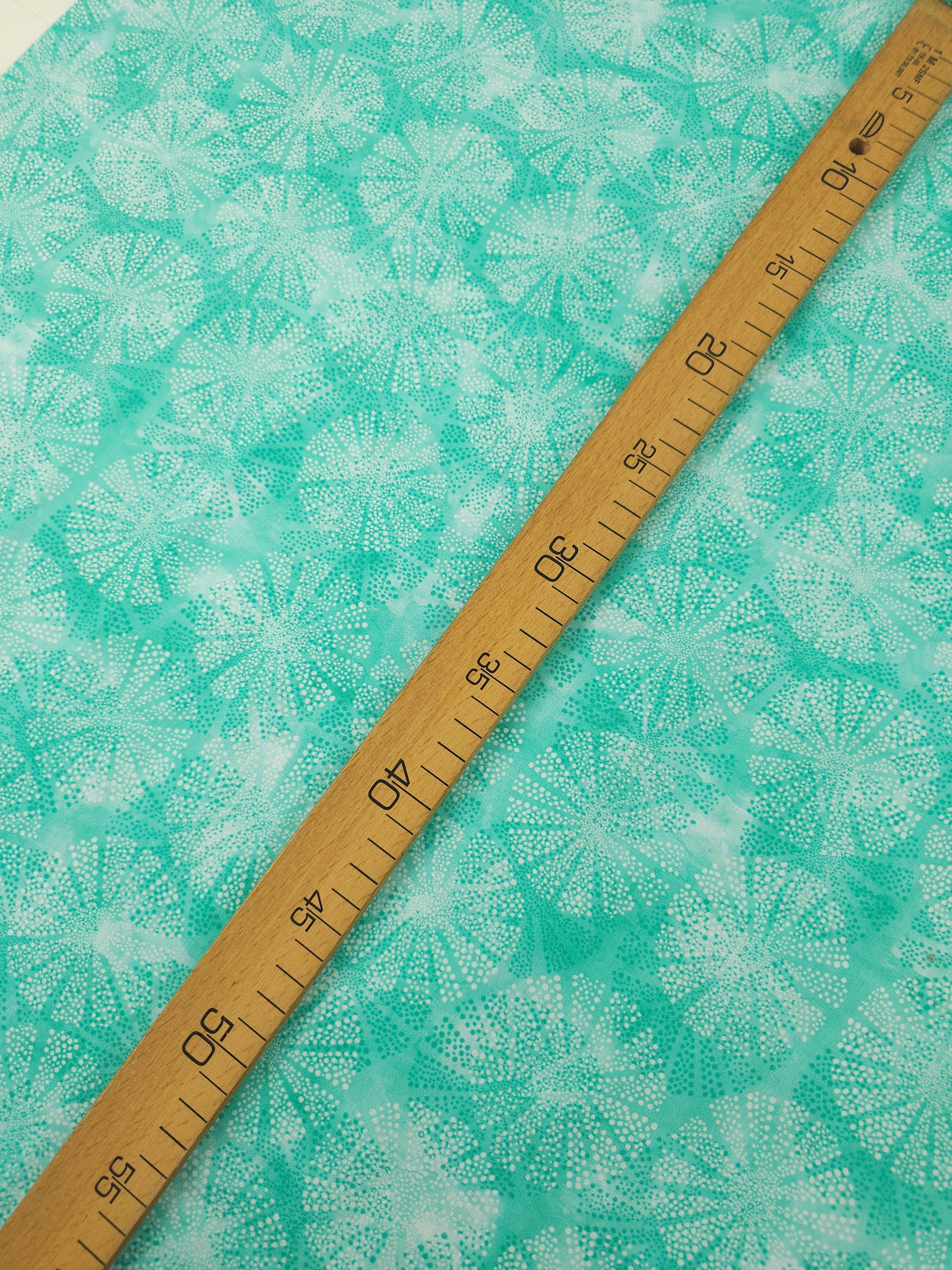 Minty Turquoise Dotty Fan Spiral 100% Cotton