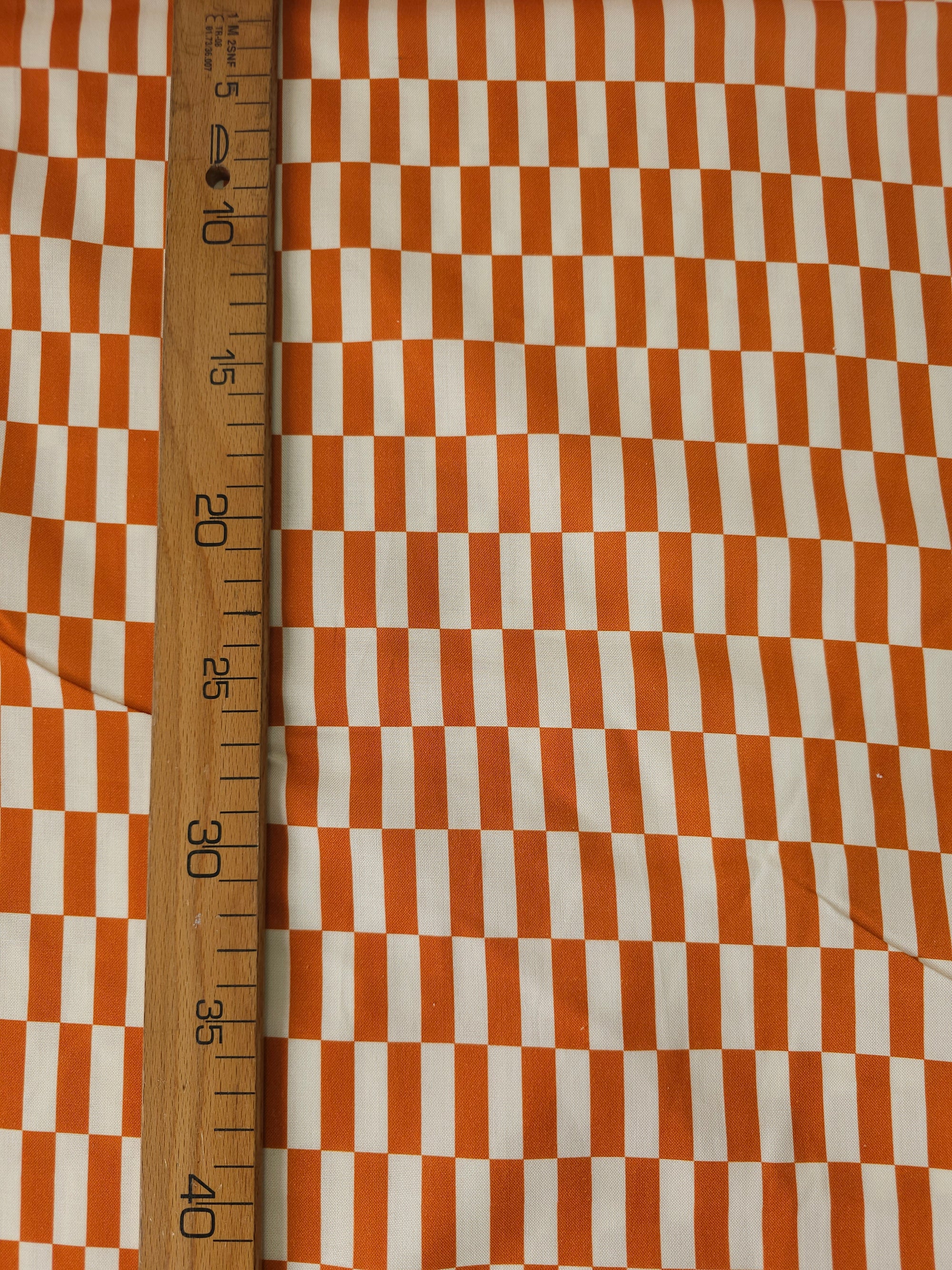 Rusty Orange Rectangle Check 100% Cotton
