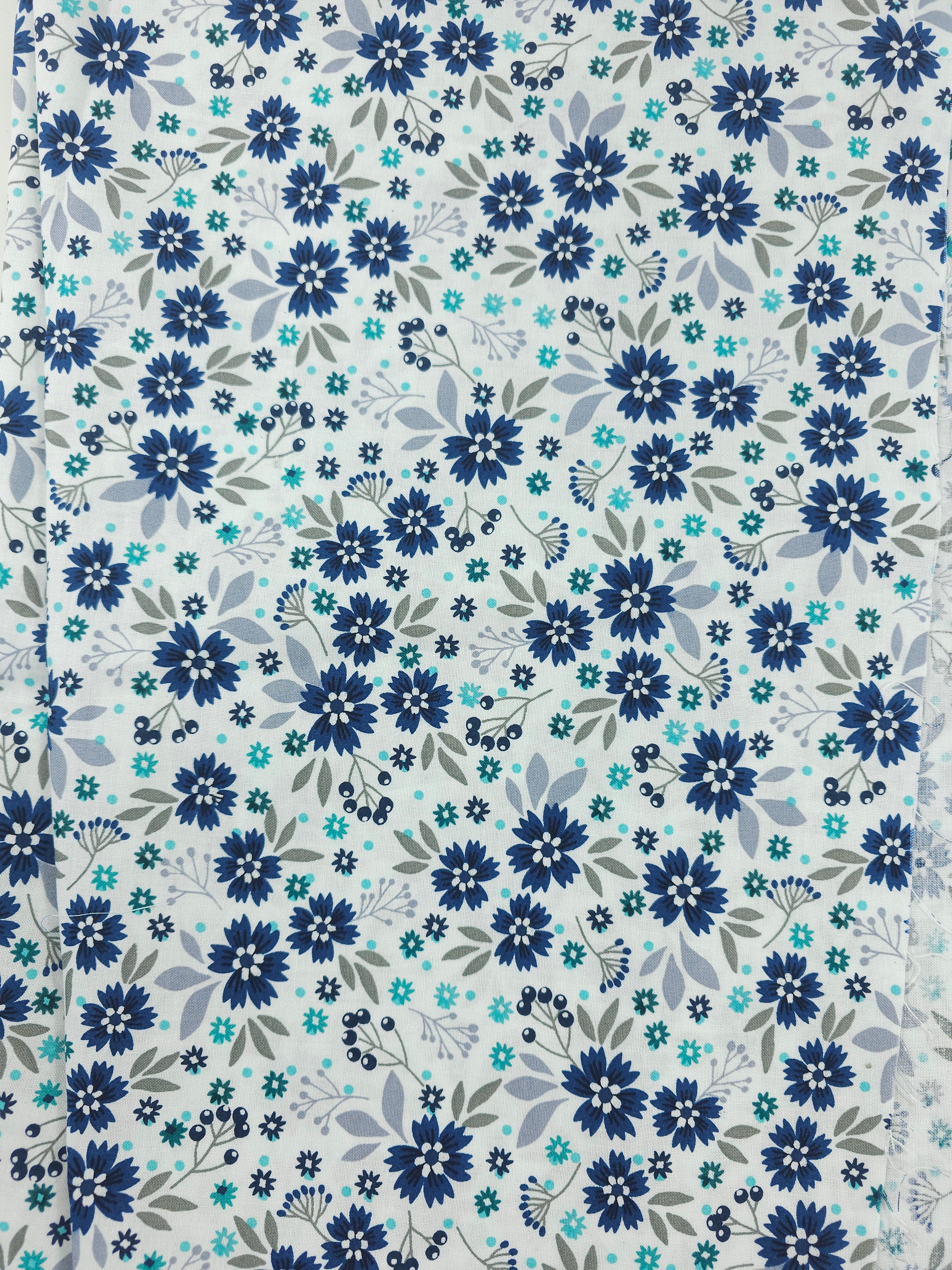 Navy floral Cotton- 1m piece