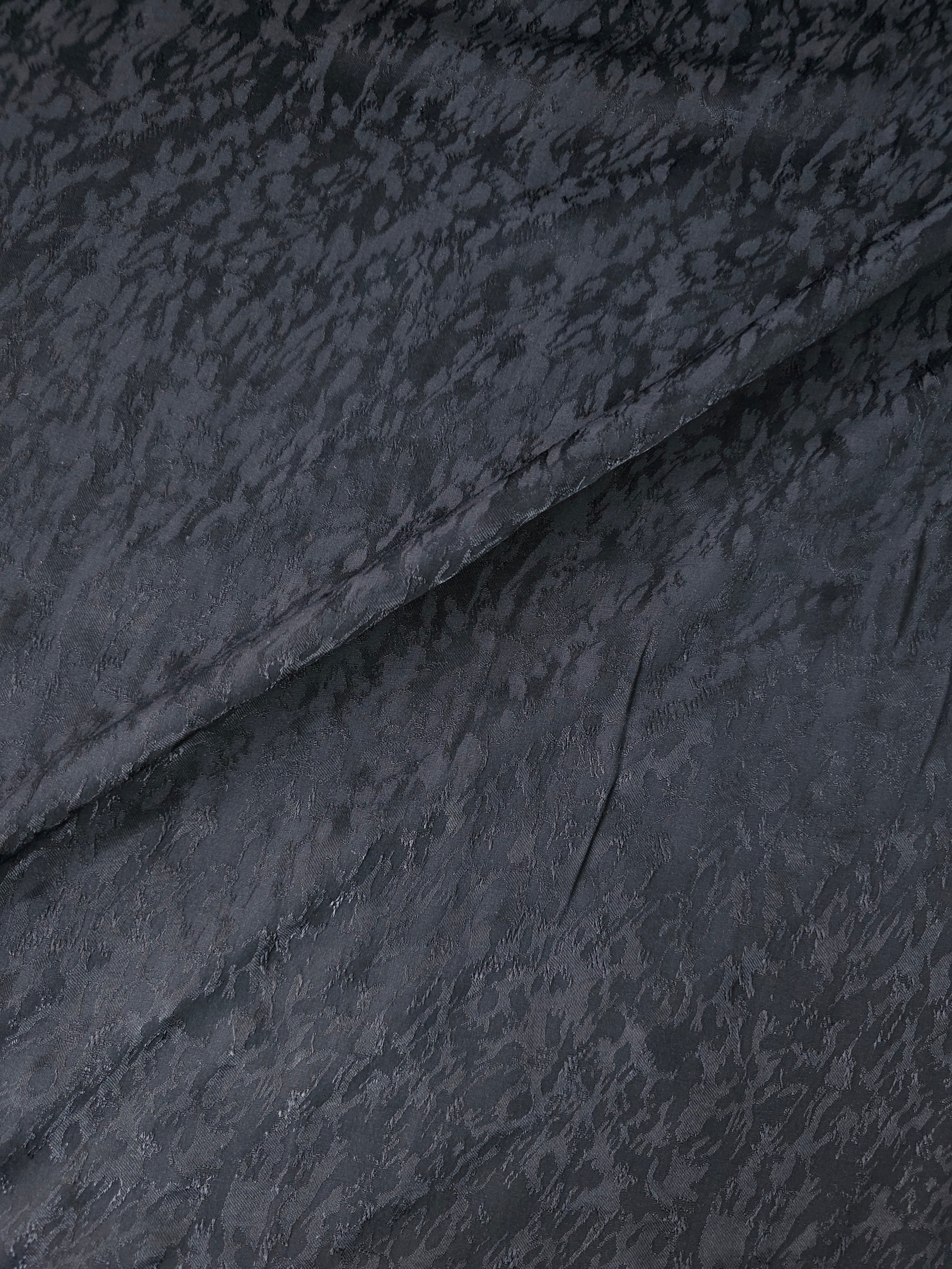 Black Static Viscose Satin Jacquard