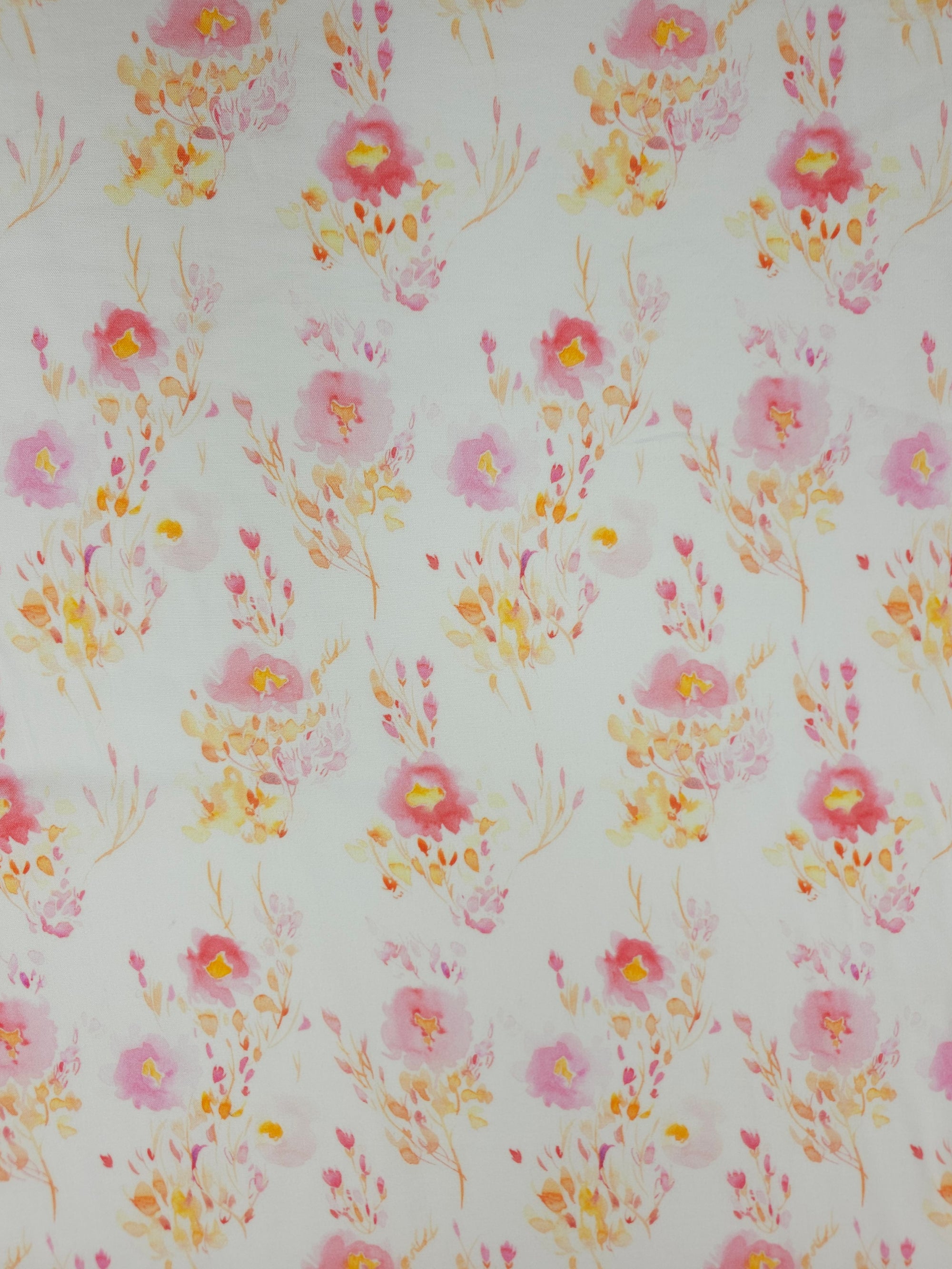Pink/Orange Harvest Floral Viscose Challis